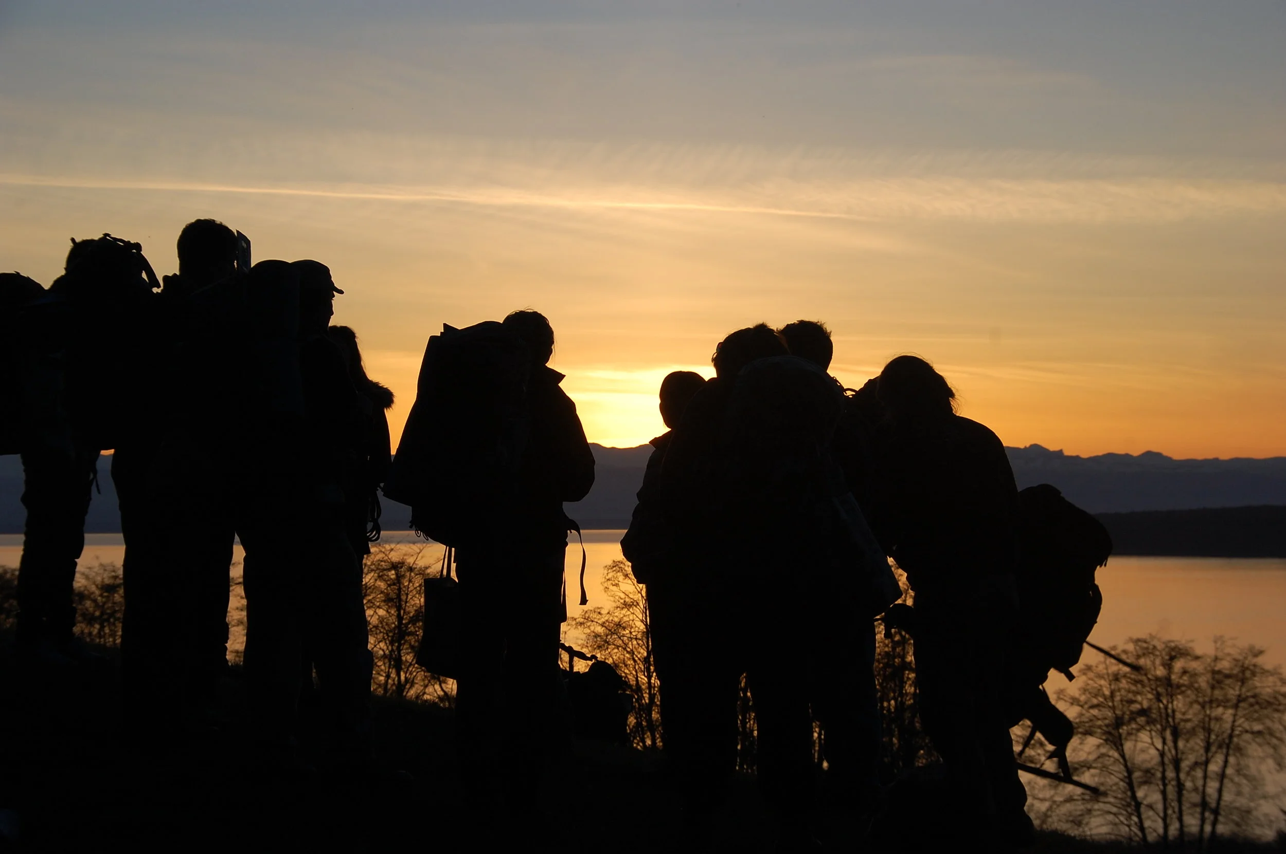 Taking a moment to enjoy the sunset during Wilderness First Aid