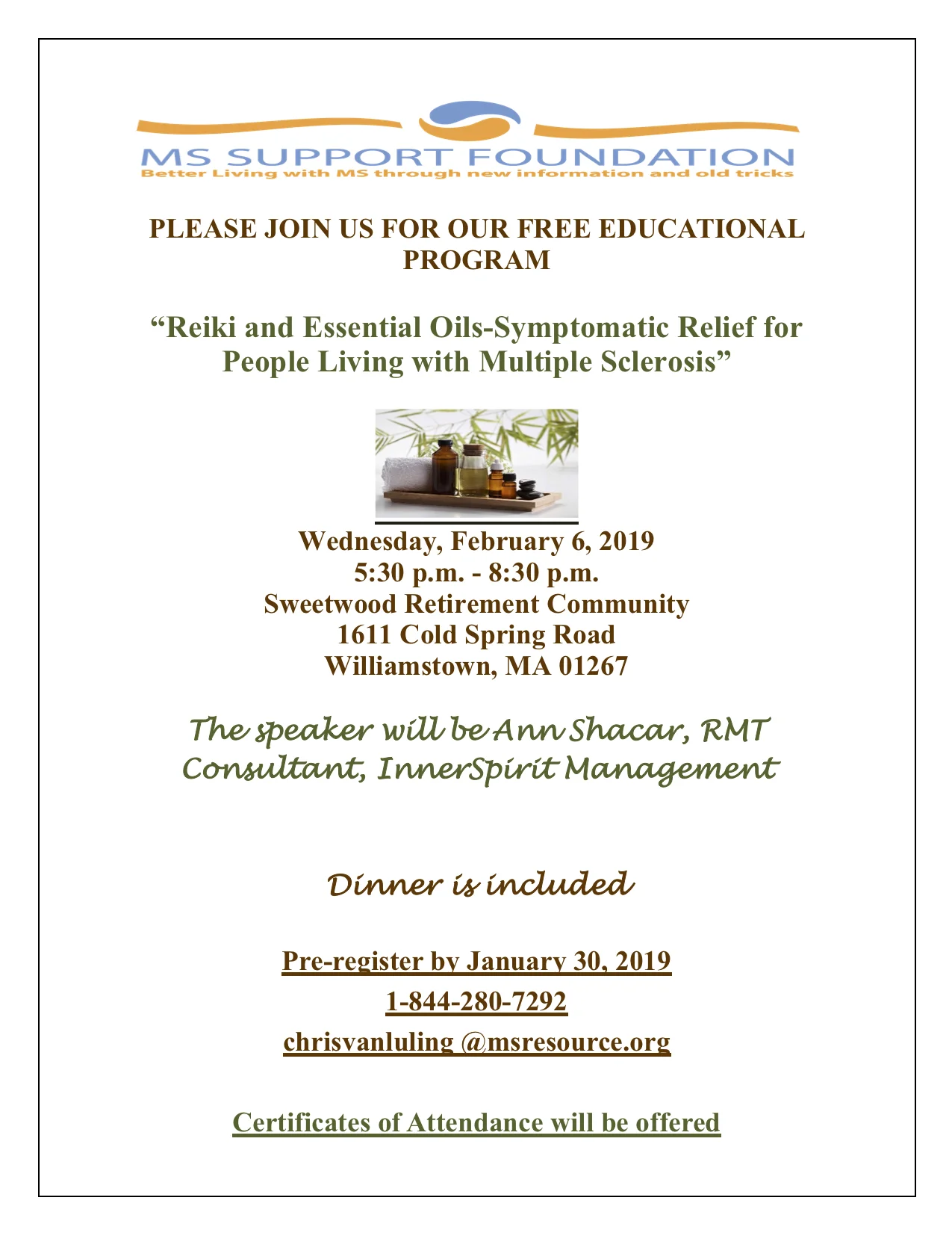 Flyer for Reiki and Essental Oils-Symptomatic Relief for People Living with Multple Sclerosis 2 -6 19.jpg