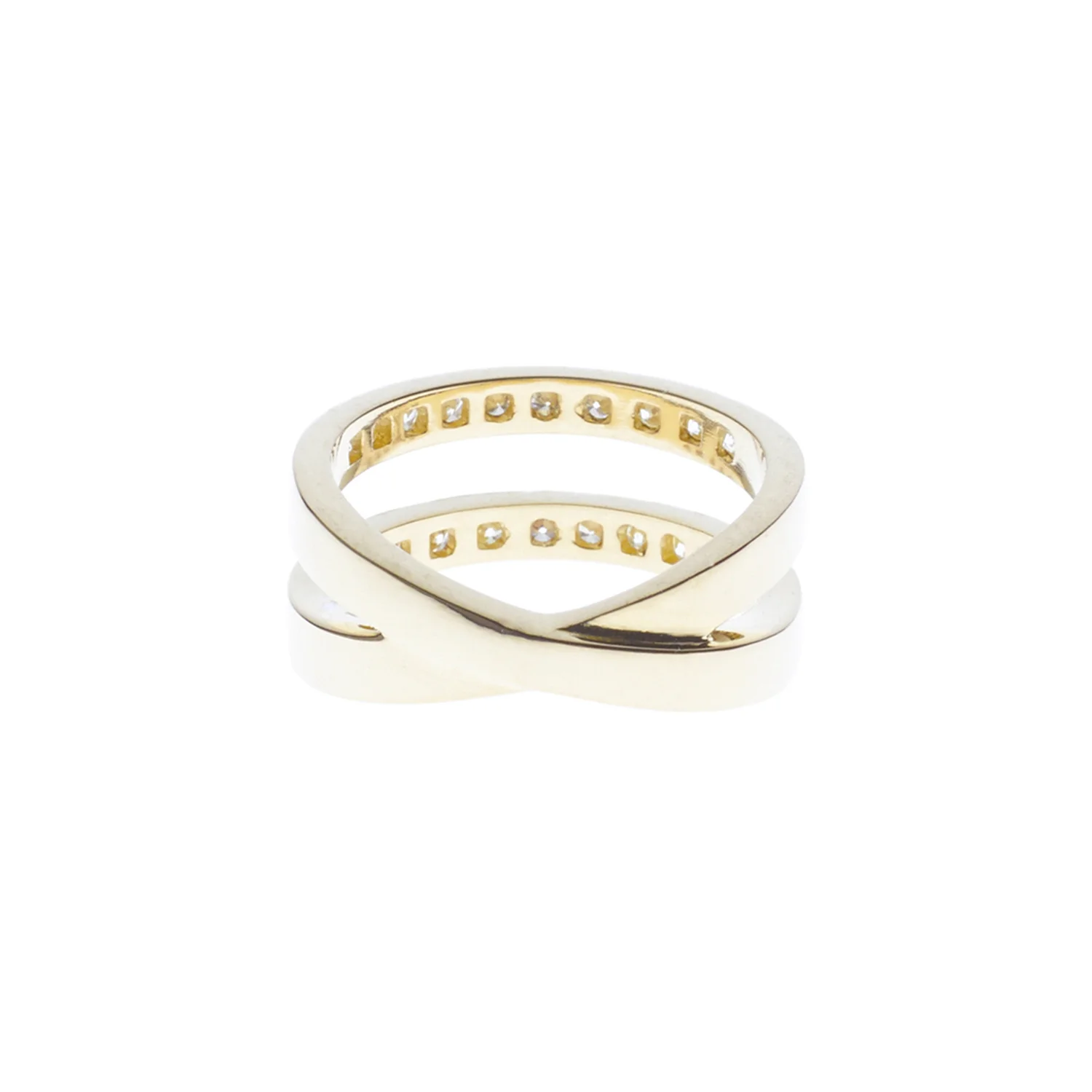 Double band gold ring with diamonds