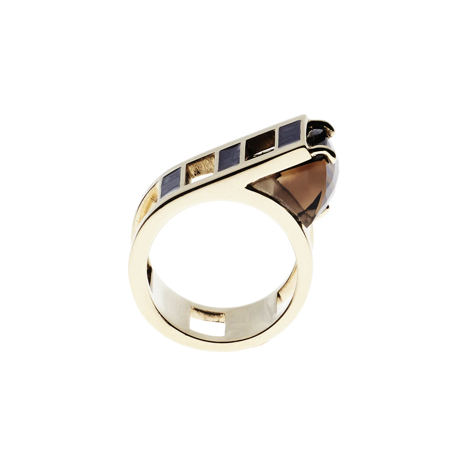 18k gold banded ring with cognac citrine