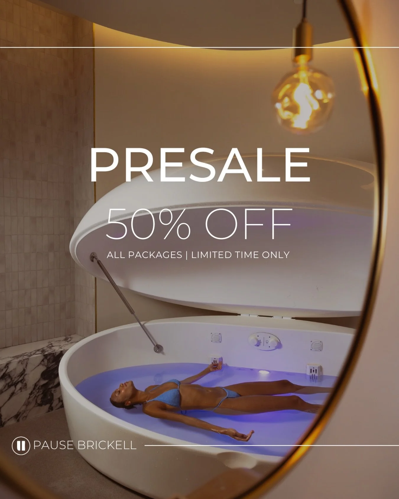 PAUSE BRICKELL PRESALE ✨⏸️

Immerse yourself in an otherworldly float pod, detoxify with soothing infrared heat, or rejuvenate with a vitamin-packed IV drip. Feel your best and enjoy a 50% discount on all packages during our limited presale. Shop tod