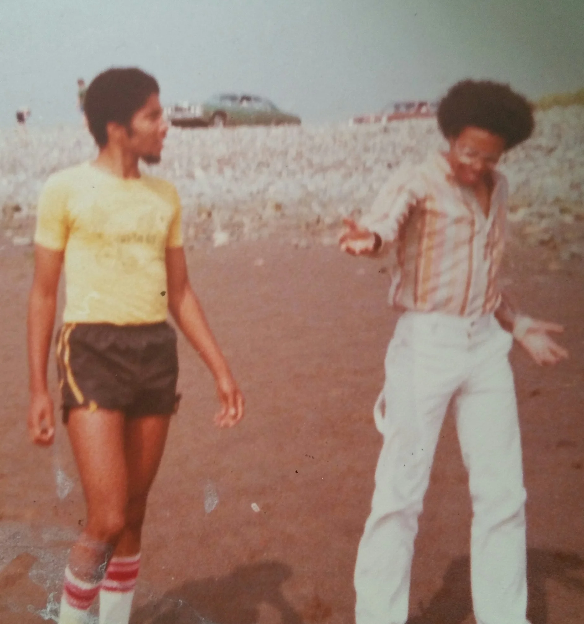 Clarke, aged 17, with brother, Bryant, Lawrencetown Beach, NS, 1977.