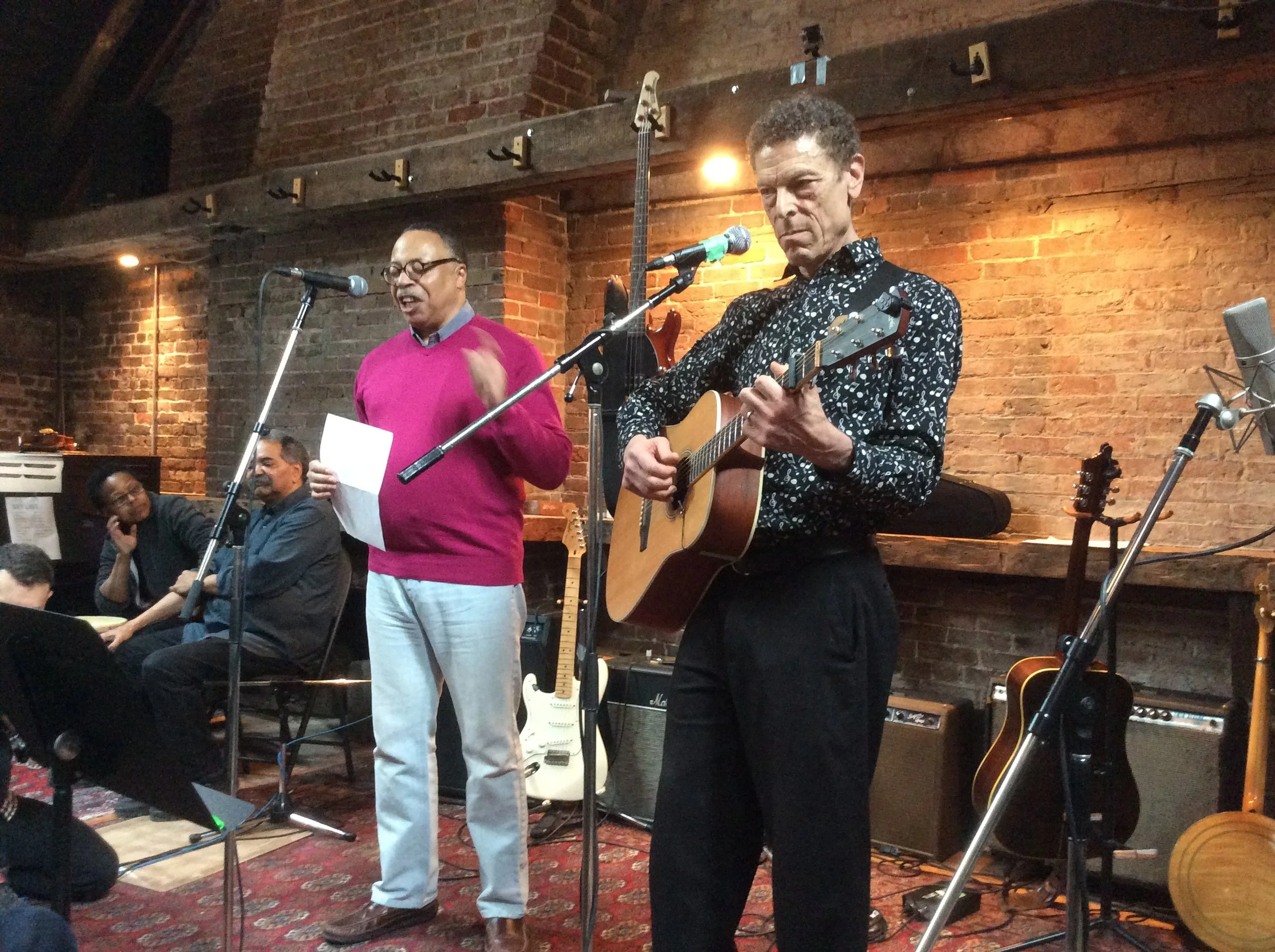 With Ottawa Folk Festival Founder Chris White, in Halifax,(NS),recording The Afro-Metis Constitution album, February 2018.