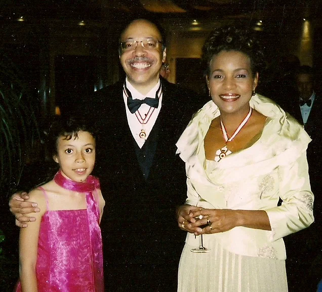 With daughter AMC and Her Excellency Michaelle Jean, Governor-General of Canada, at Order of Canada appointment ceremony, Ville de Quebec (QC), October 2008.