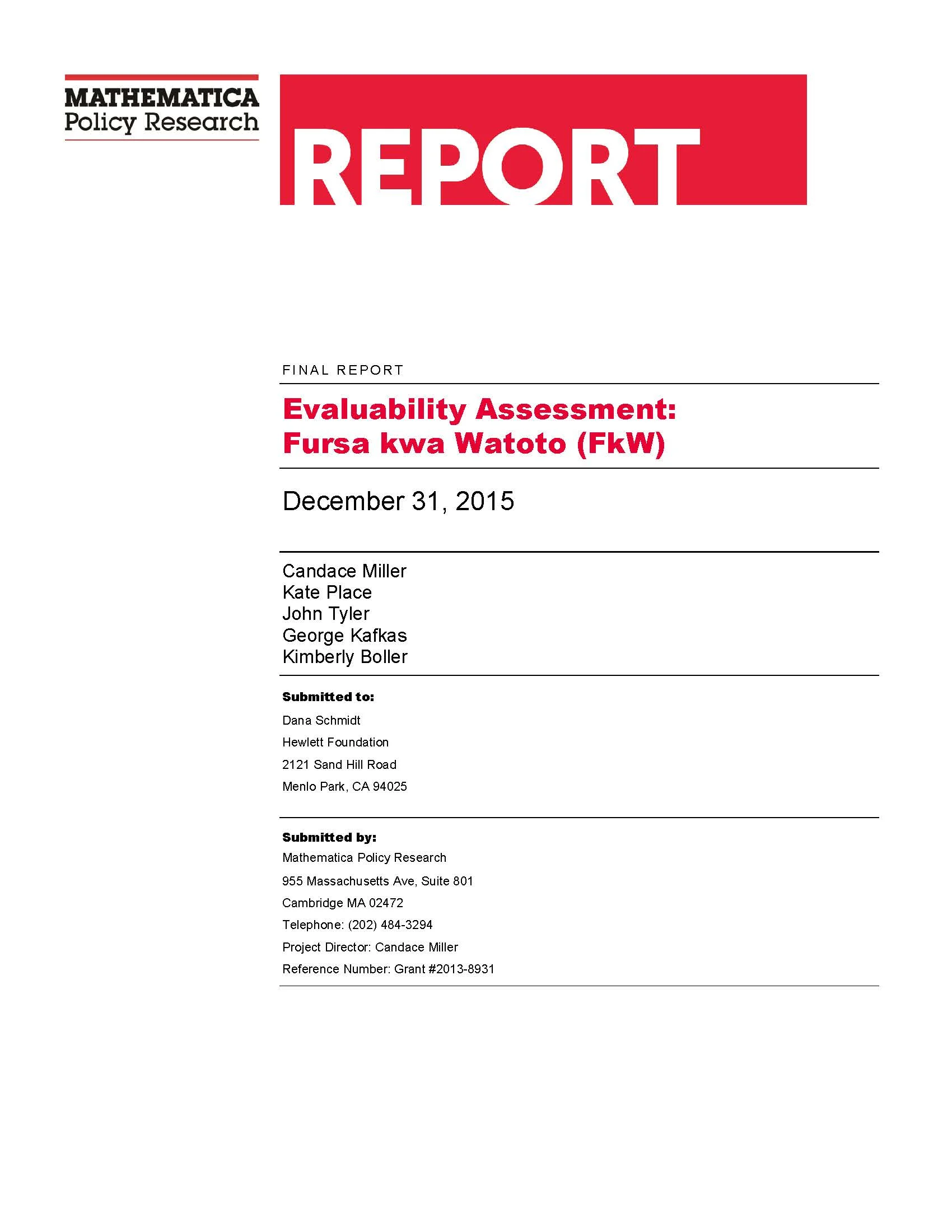 Evaluability Assessment Report - Combined