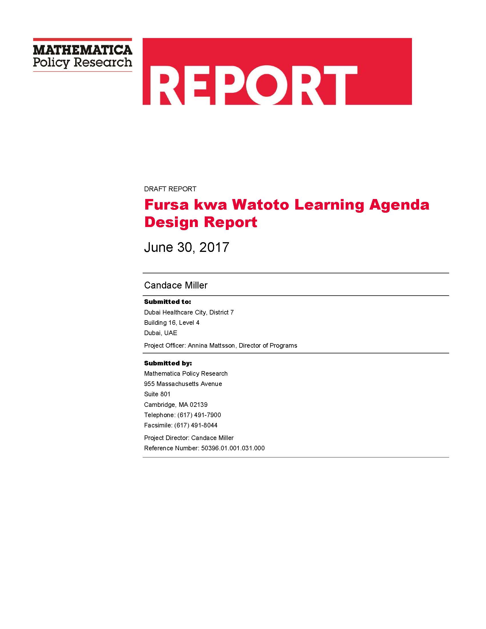 Learning Agenda Design Report