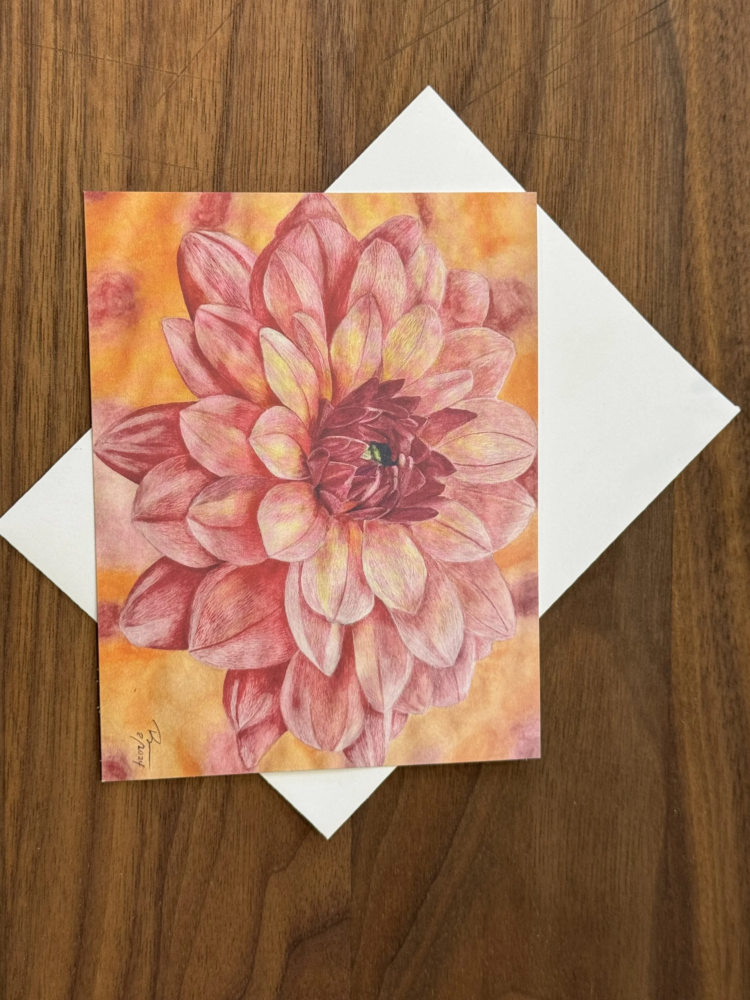 Dahlia Watercolor Note Cards