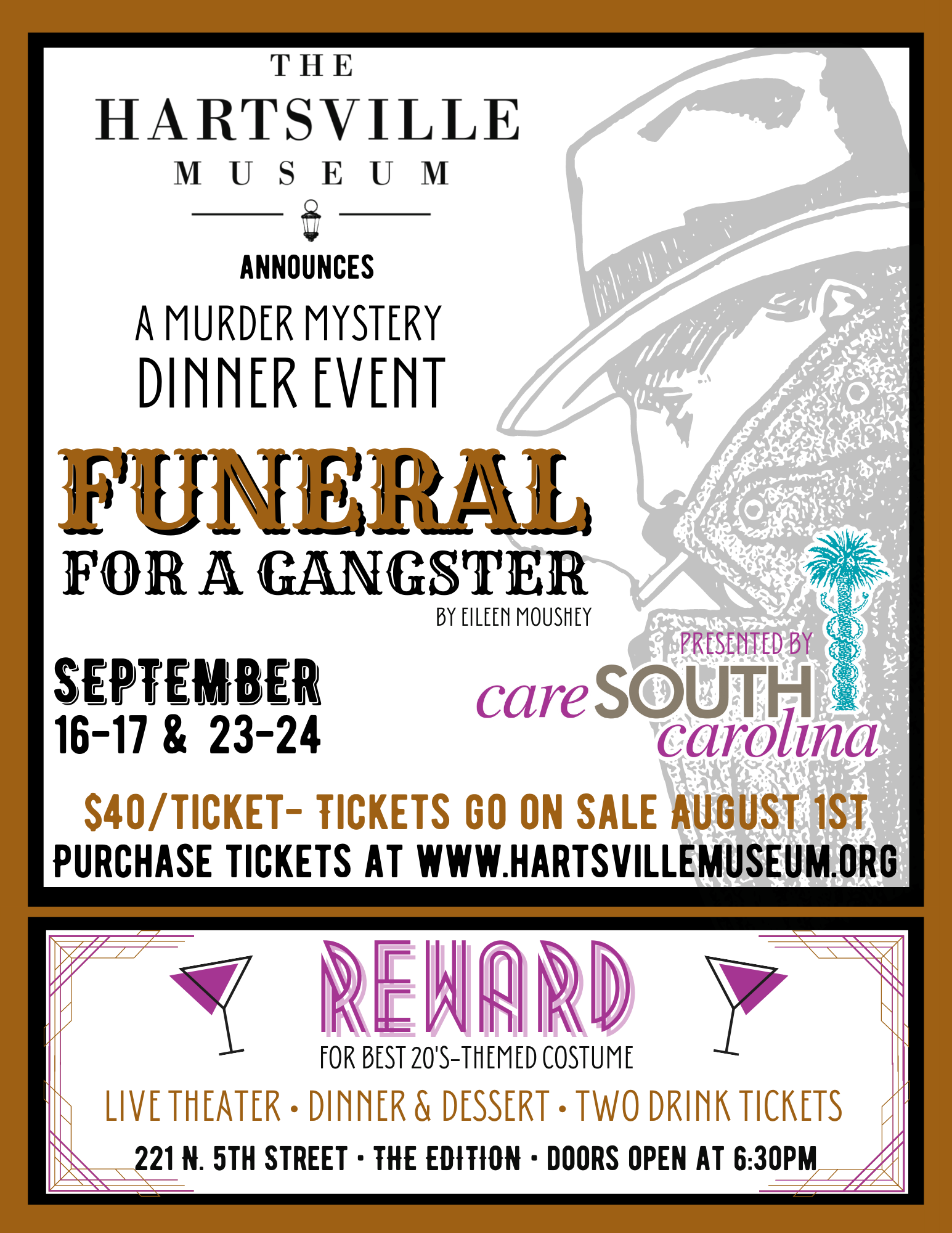 A Murder Mystery Dinner Event: Funeral for a Gangster Presented by CareSouth Carolina