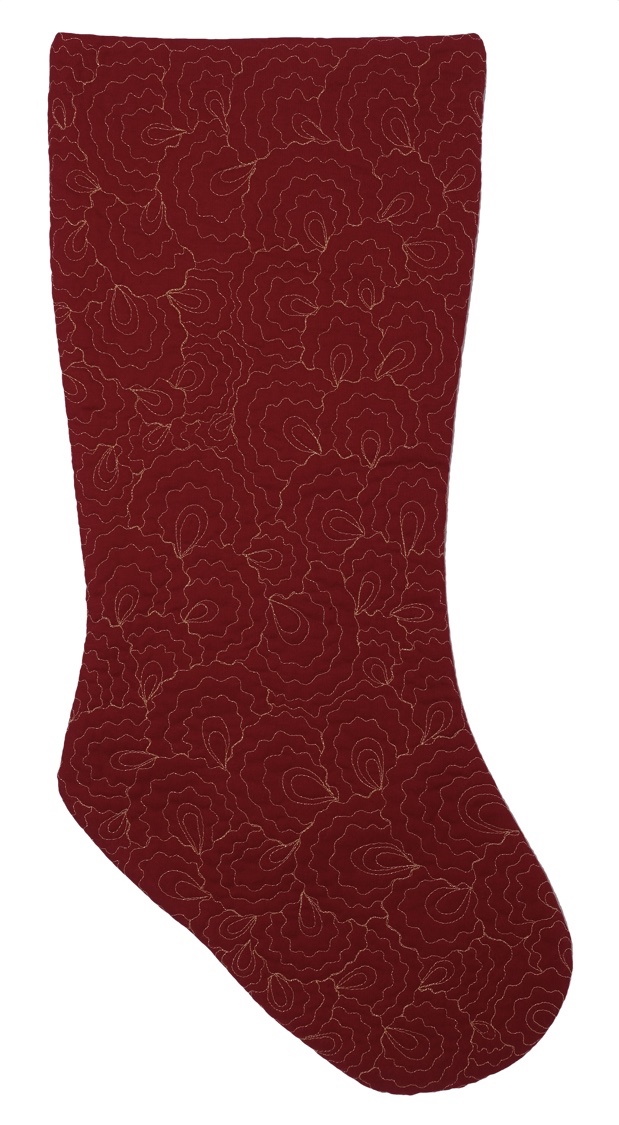 Metallic Thread Quilted Christmas Stocking #1