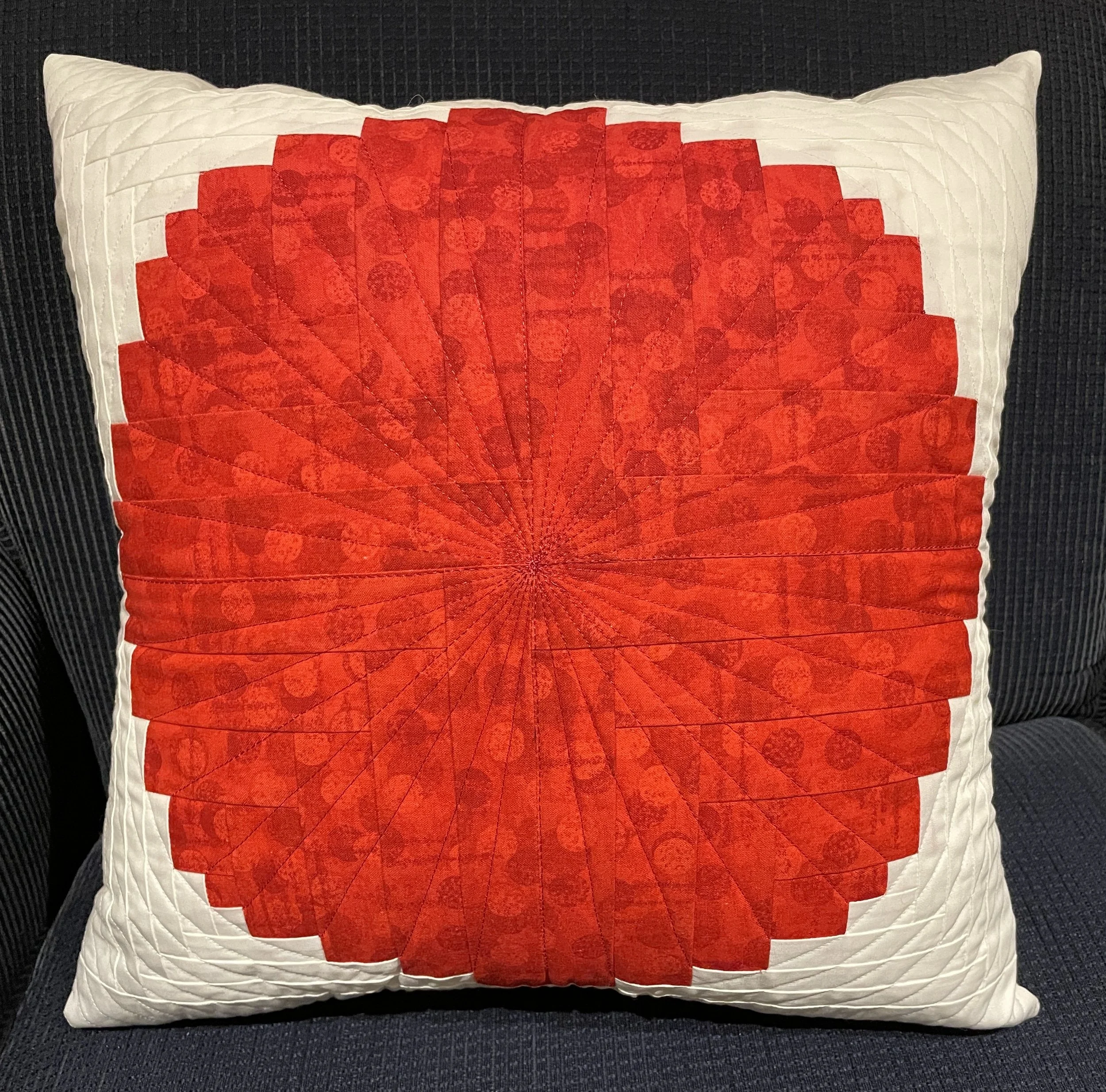 Two Fabric Circle Log Cabin Pillow