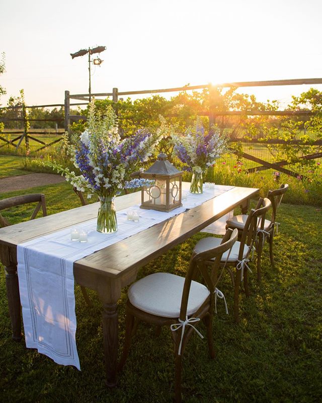 Sunset at the bride&rsquo;s family&rsquo;s farm post-cocktails, pre-dancing. Event Design and Coordination @gregboulusevents | Floral Design @charlestonstreetfineflowers | Photography Robin Gerard