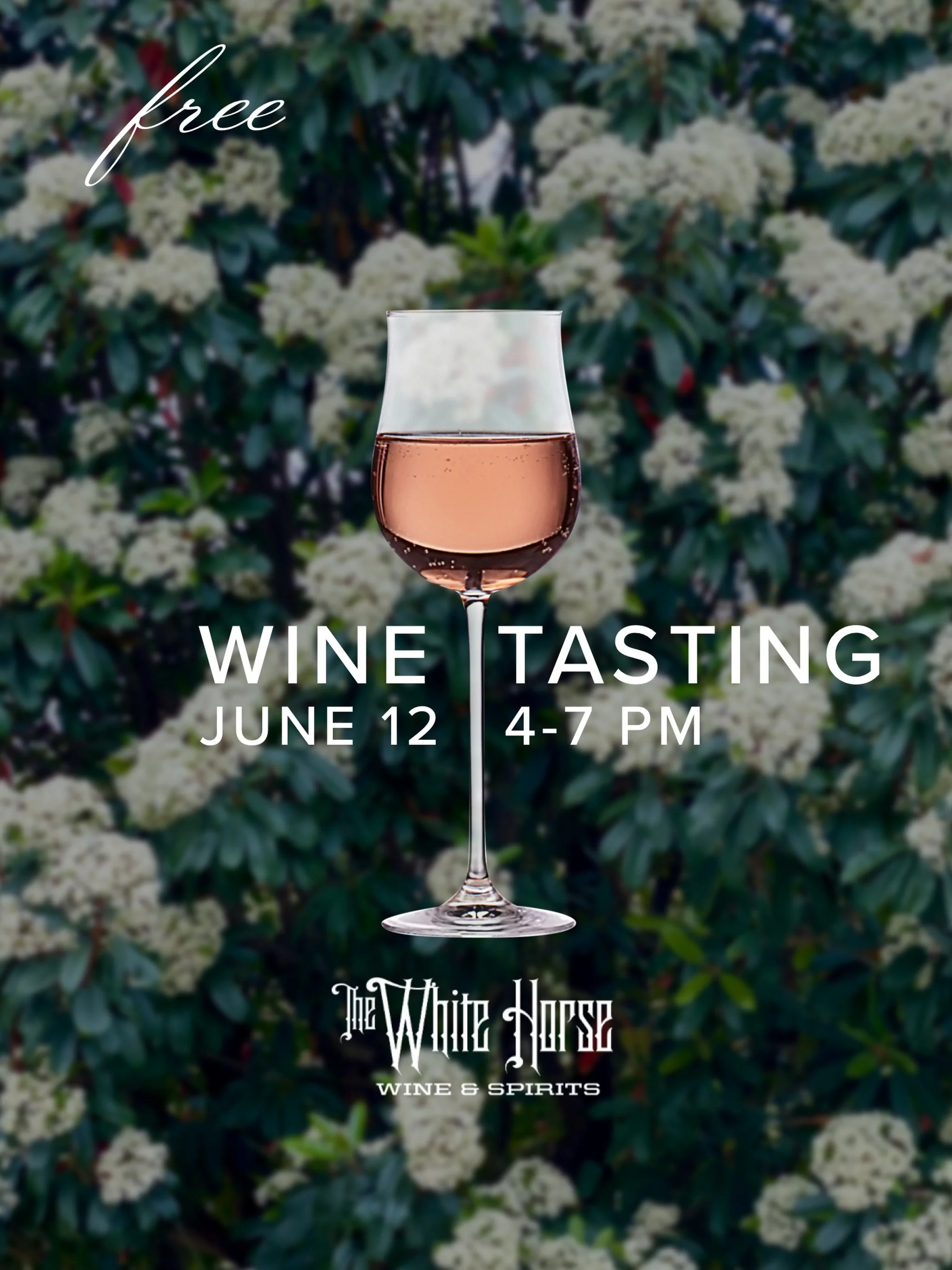Summer wines calling your name?

Then you attend 🍷 Wine Tasting 🍷 
🗓️ *THIS* Friday, June 12 // 4&ndash;7 PM 
📍 @whitehorse497 🆓 

Try 4 lovely summer wines: 
- Domane Wachau Riesling
- 12 e Mezzo Chardonay
- Coelus Rioja
- Mystery bottle 🤫 

?