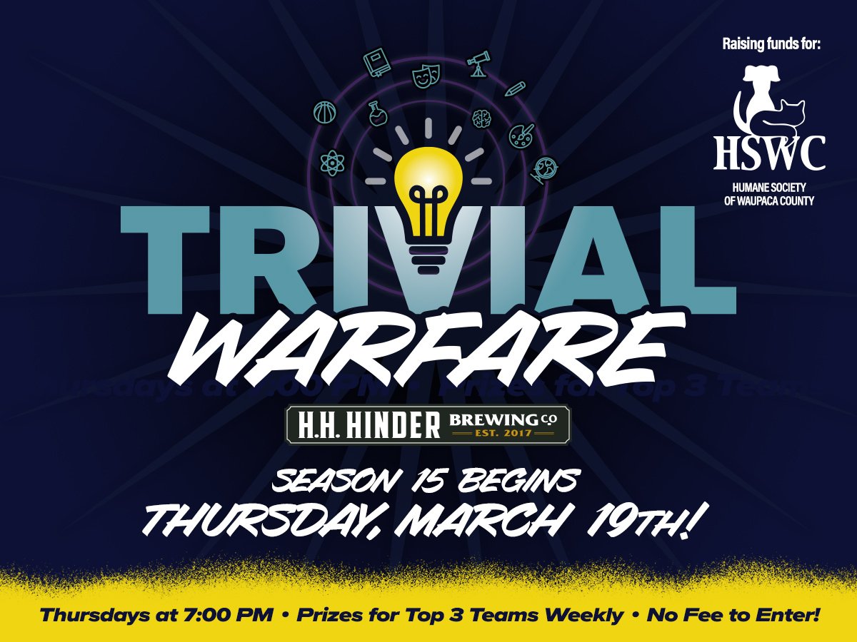 Trivial Warfare - Season 15 - at H.H. HINDER Brewing Co.