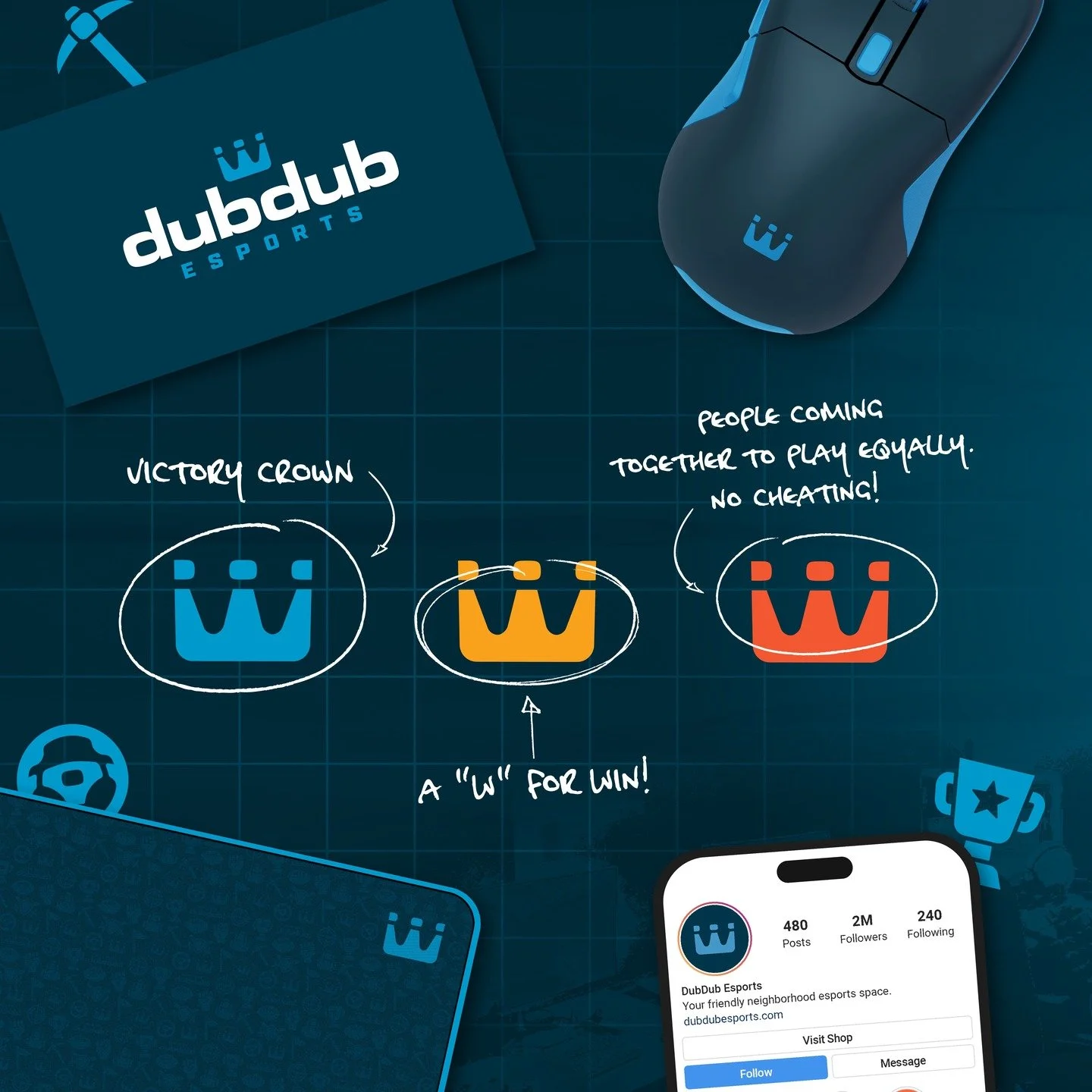Some more recent logo &amp; branding work for @dubdub.esports.

DubDub Esports is brand new gaming center located in Marin County, CA. The idea was to create an all ages gaming center where you &amp; your friends or family can rent the space out or y