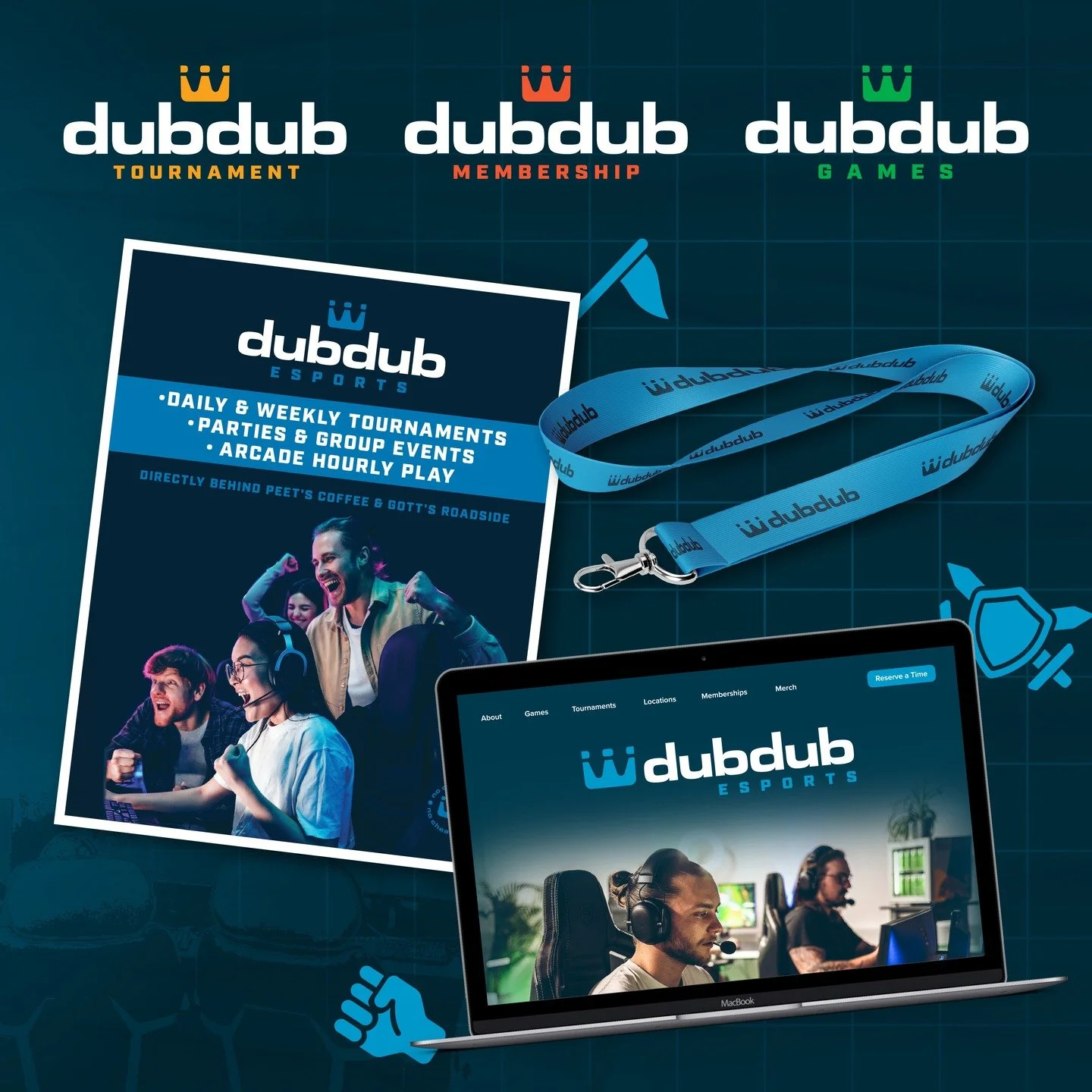Some more recent logo &amp; branding work for @dubdub.esports.

DubDub Esports is brand new gaming center located in Marin County, CA. The idea was to create an all ages gaming center where you &amp; your friends or family can rent the space out or y