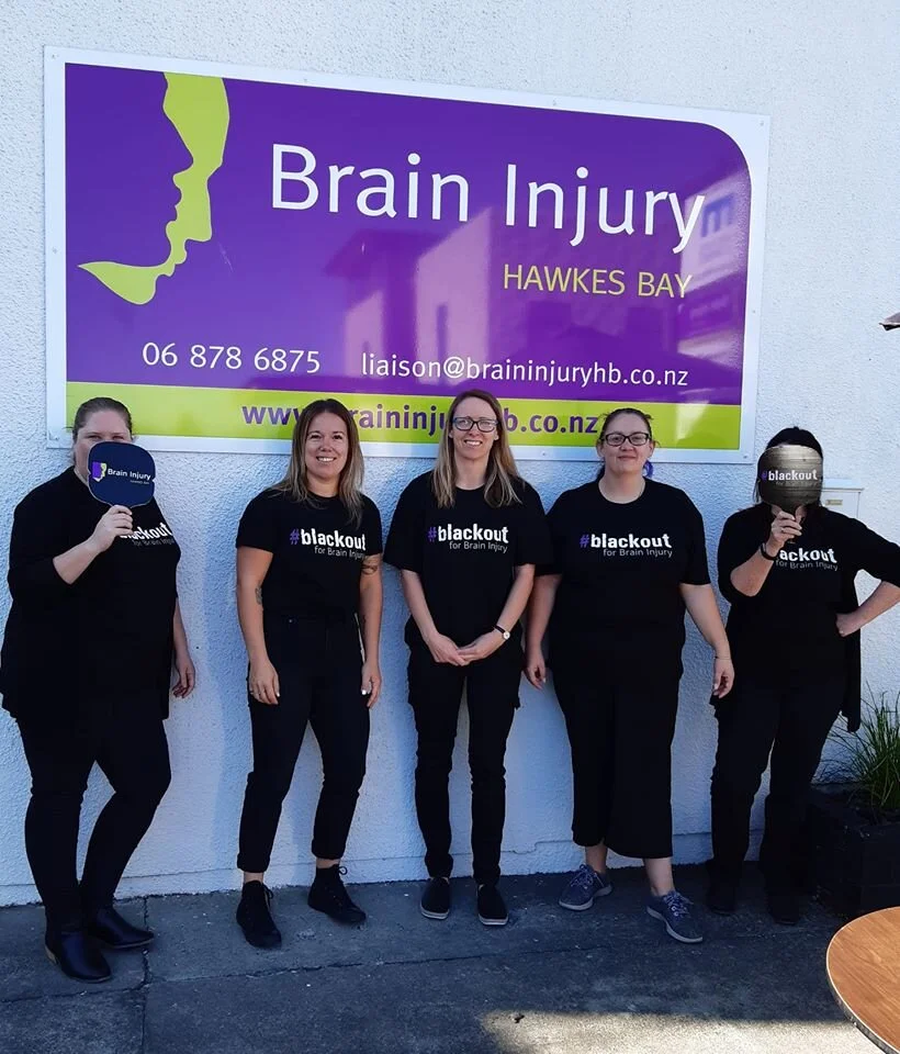 The team from Brain Injury HB @ #blackout for Brain Injury 2020