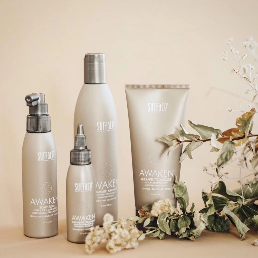 Pssst... has your scalp been dry, itchy and flaky because of the dreadful winter we just had? Have you noticed any thin spots in your hair that you desperately want to revitalize? Well, look no further! LCS is now carrying the Surface Awaken line. Th