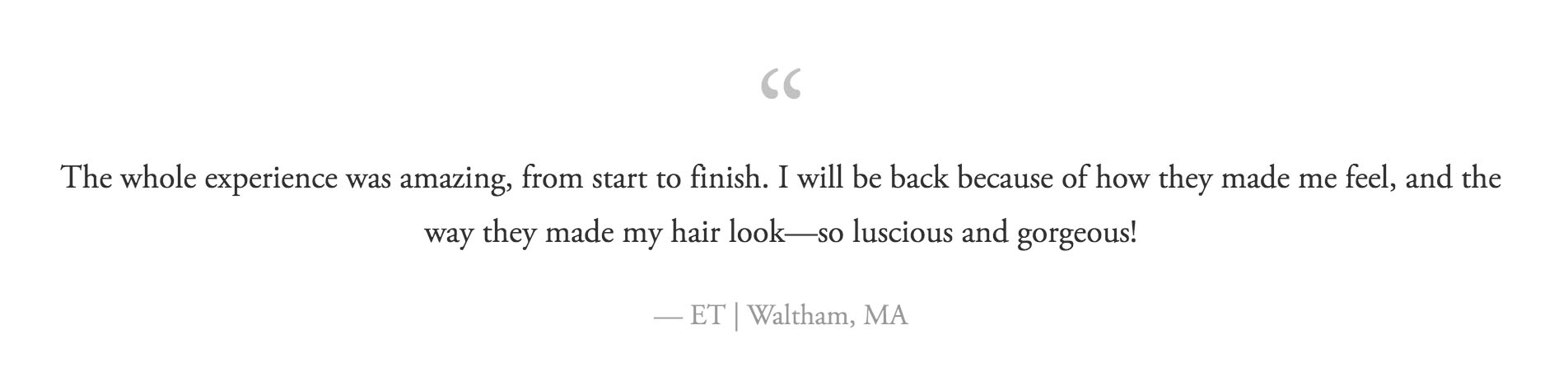 ET of Waltham reviews Maynard Hair Salon Hair in Harmony