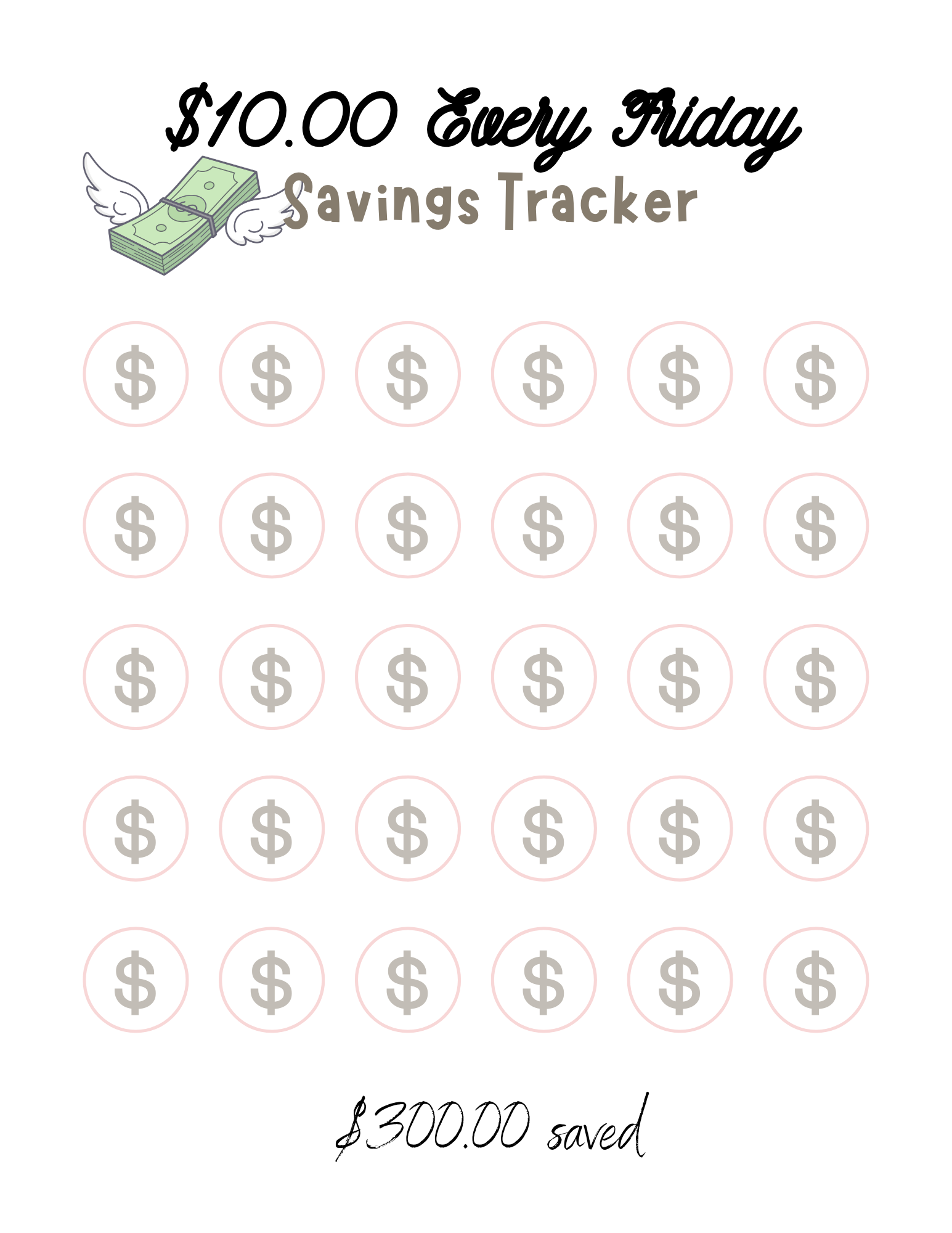 $300.00 Savings Tracker