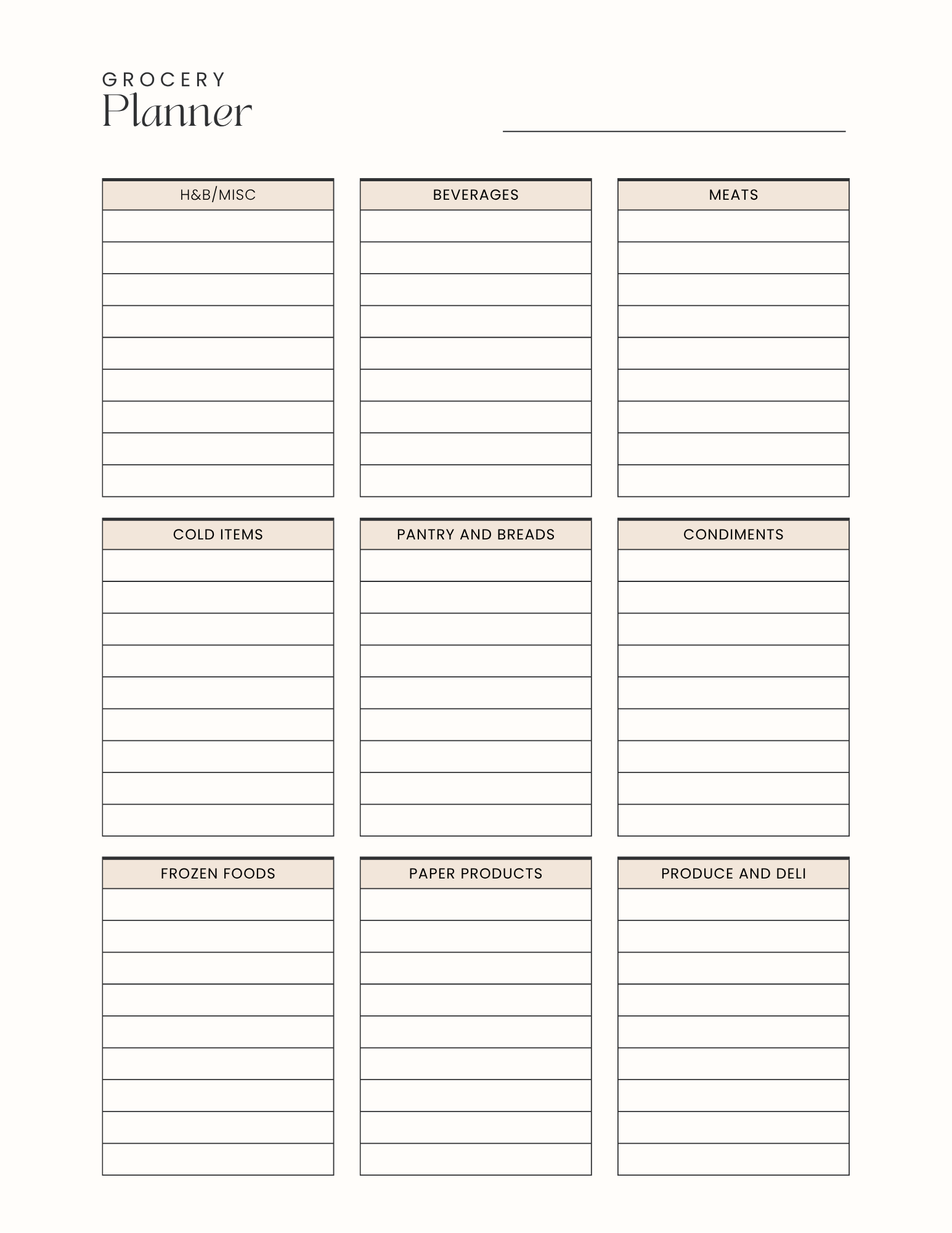 Grocery Shopping list