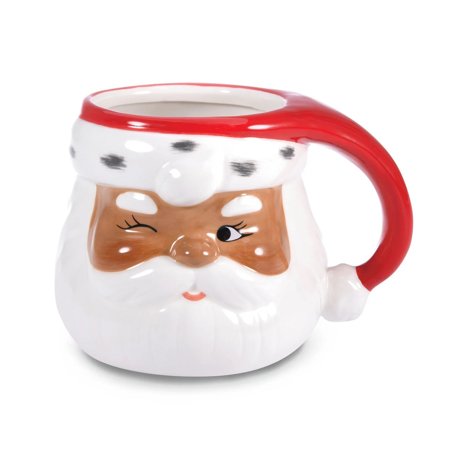 Hallmark Winking Black Santa Holiday Sculpted Mug, 23.5 oz.
