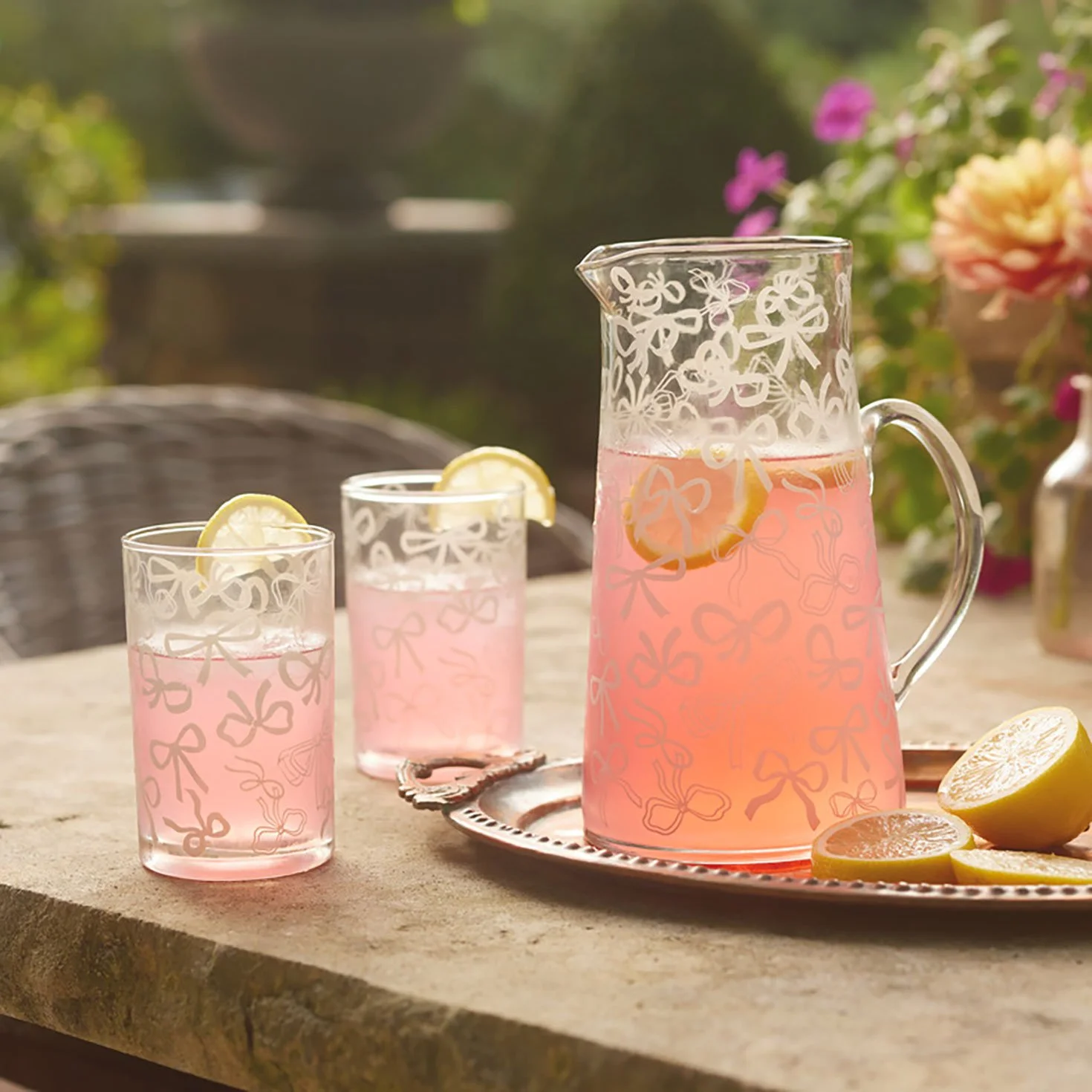 Hallmark Lacey Chabert Collection Bow Illustrated Drinking Glasses, Set of 2