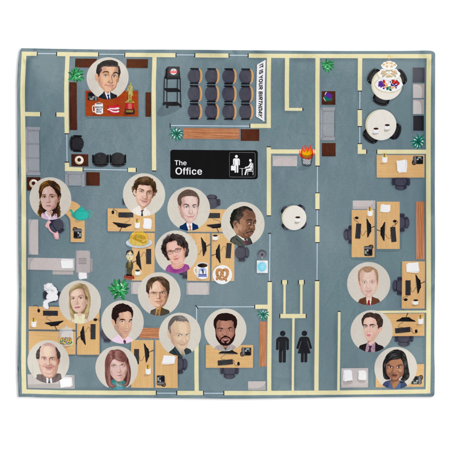 Hallmark The Office Dunder Mifflin Floor Plan Throw Blanket, 50x60