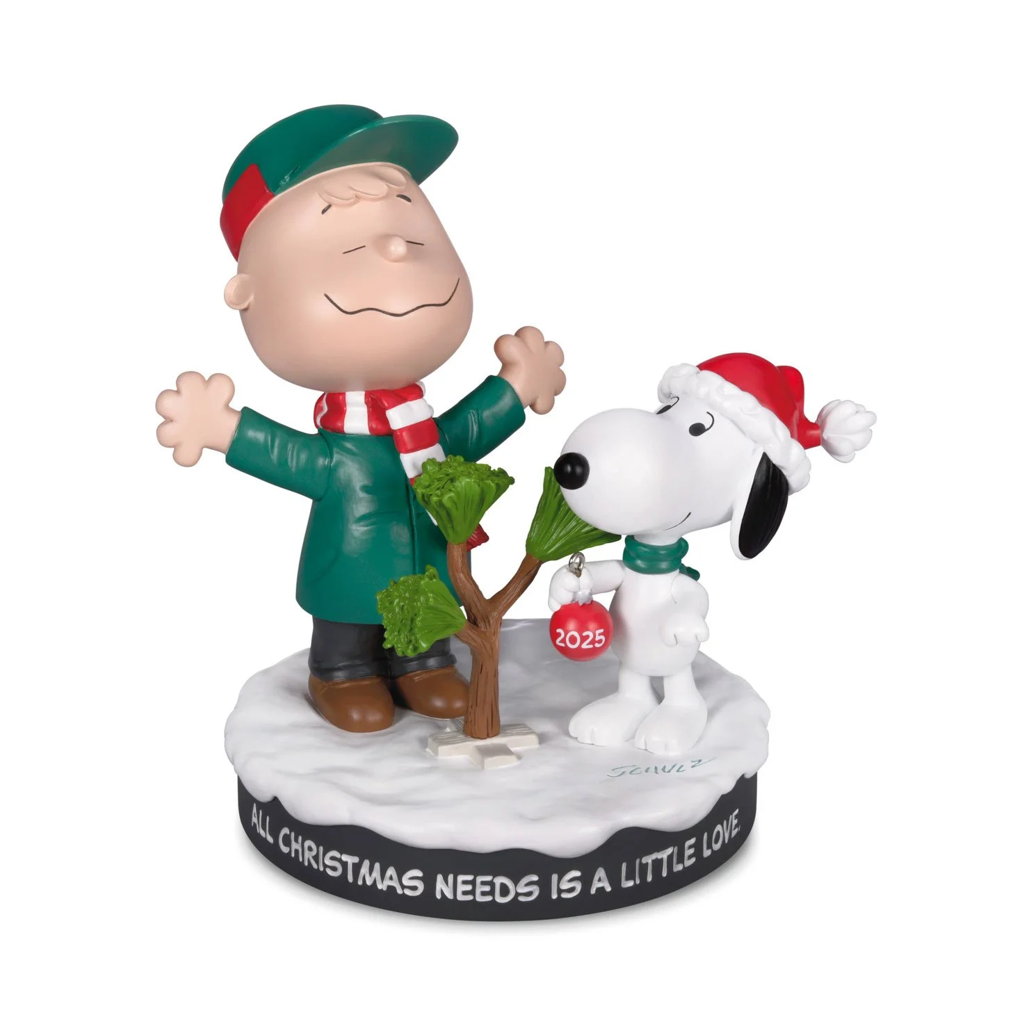 Hallmark Peanuts Charlie Brown and Snoopy With Tree Figurine, 5.25"