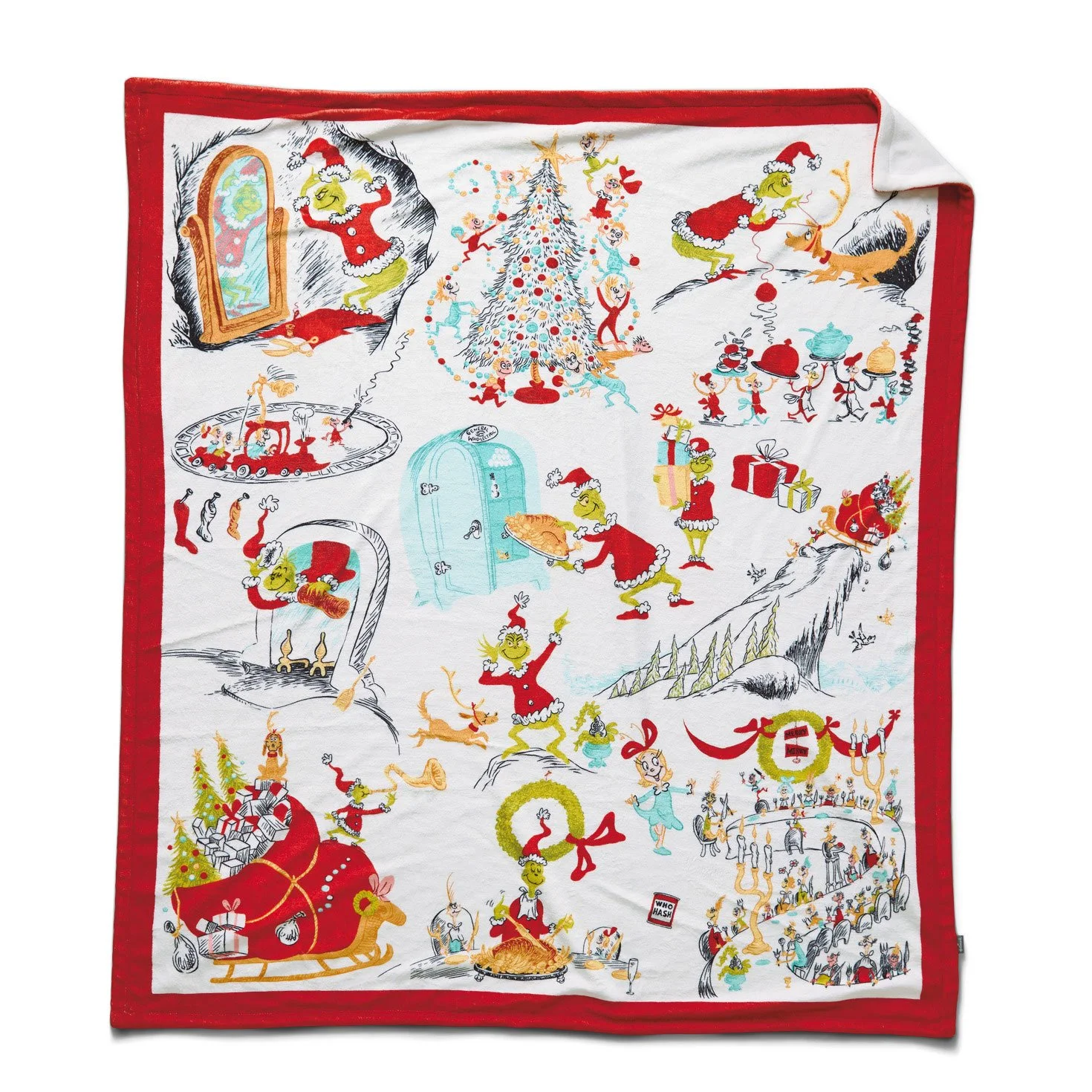 Hallmark Dr. Seuss's How the Grinch Stole Christmas! Storybook Scenes Throw Blanket, 50x60