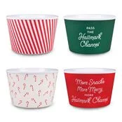 Hallmark Hallmark Channel Holiday Movie-Watching Popcorn Snack Bowls, Set of 4