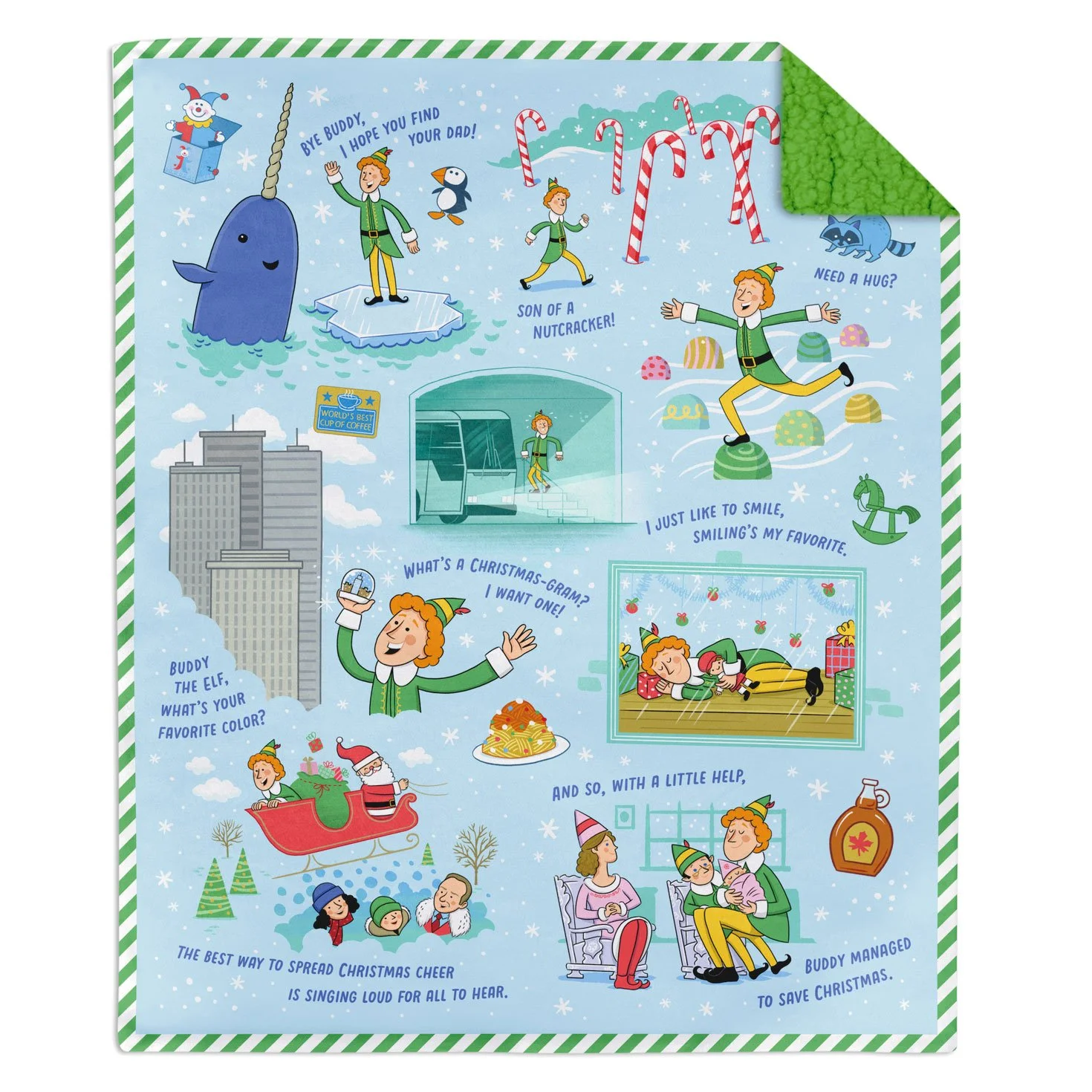 Hallmark Elf Journey to New York Throw Blanket, 50x60