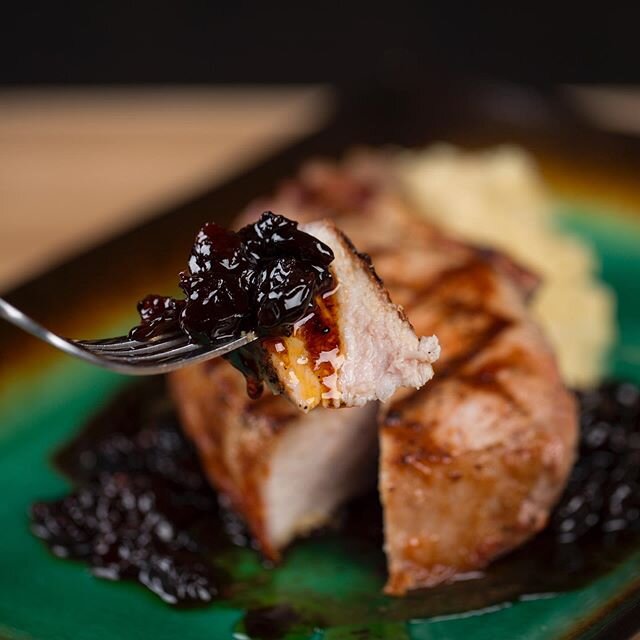 Double Cut Bone in Pork Chop with Cherry Bacon Relish is just what Dad had in mind for Father&rsquo;s Day Dinner!!
Reservations available from 4-8pm
www.coastandmain.com
📸 @412matt 
#coastandmain #seafood #chophouse #localchef #supportsmallbusiness