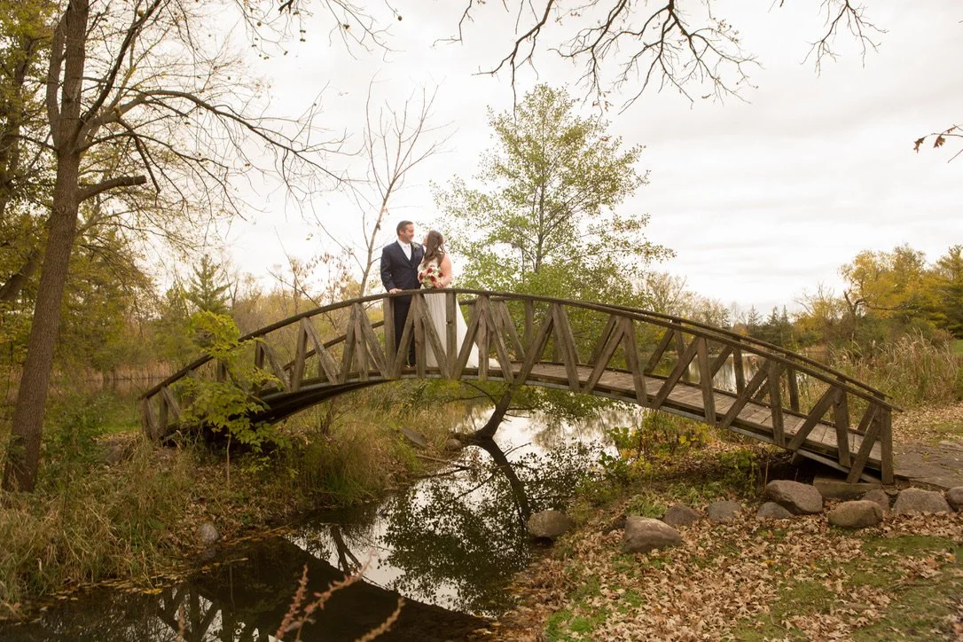 The walking bridge by the ceremony location is the perfect photo opportunity.