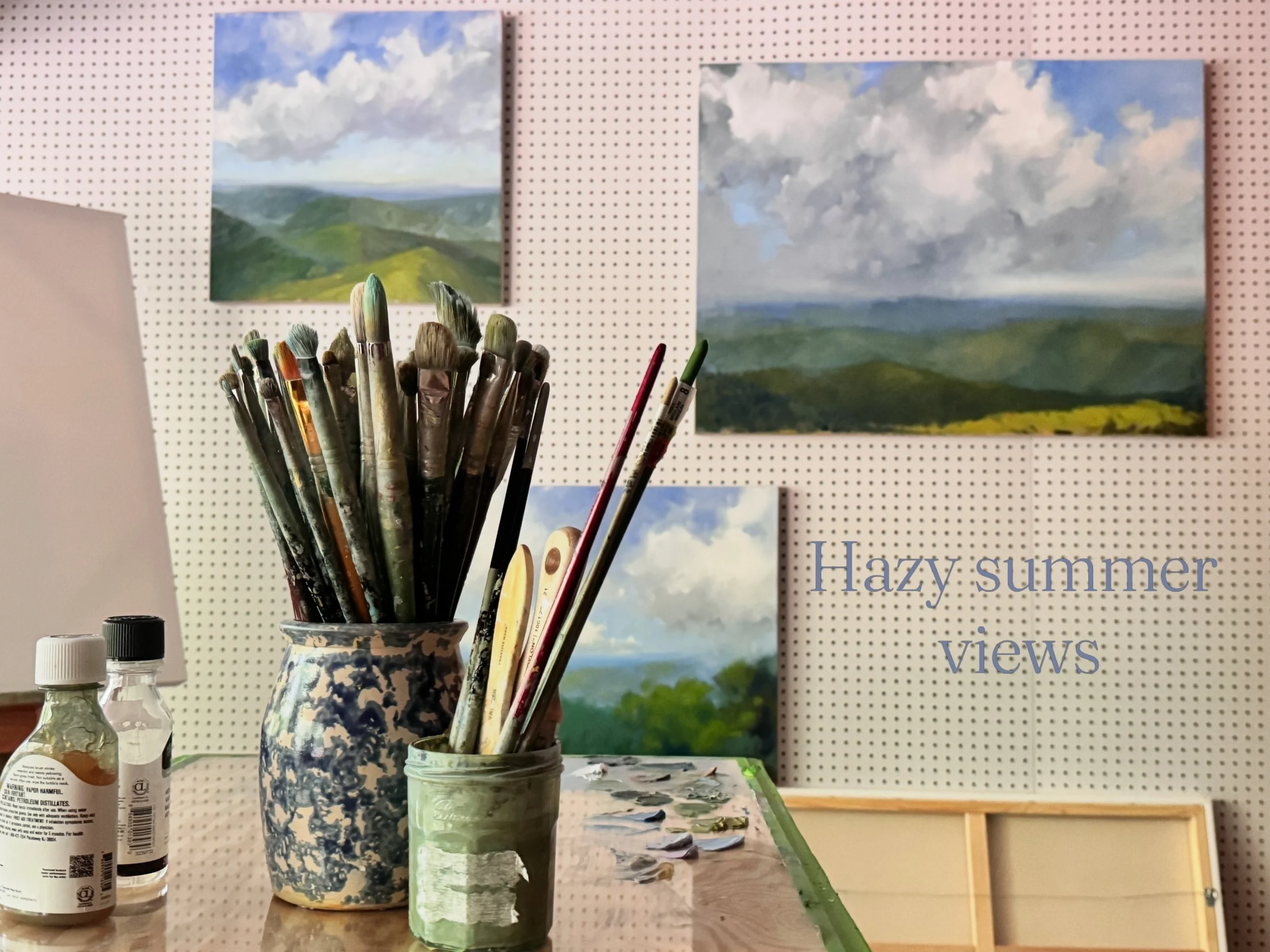 Trying to fill this wall with the last little bits of summer&hellip;
#oilpainting #blueridge #landscapepainting #ncmountains