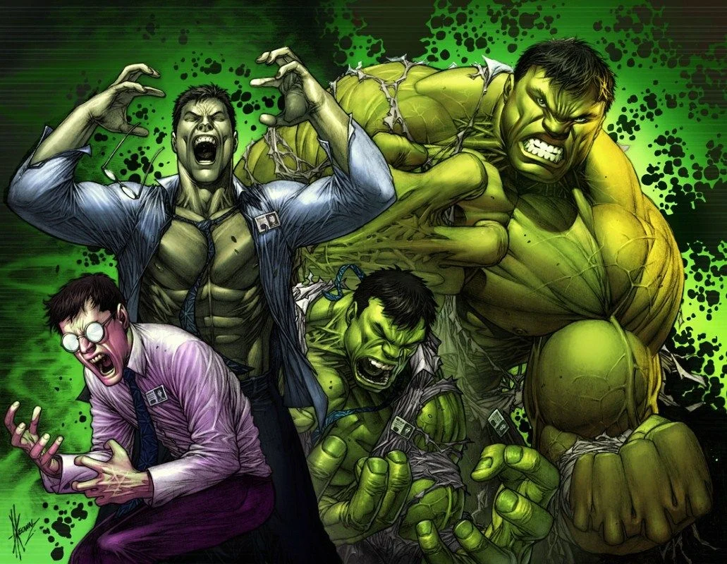 Push is about to transform from mild mannered Bruce Banner to……. pic shamelessly borrowed from Dale Keown (Marvel Comics)