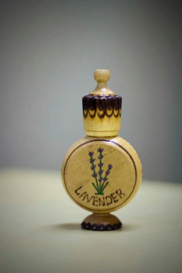 This wooden treasure bottle, filled with a vial of our lavandin essential oil, is available to purchase in our online store.