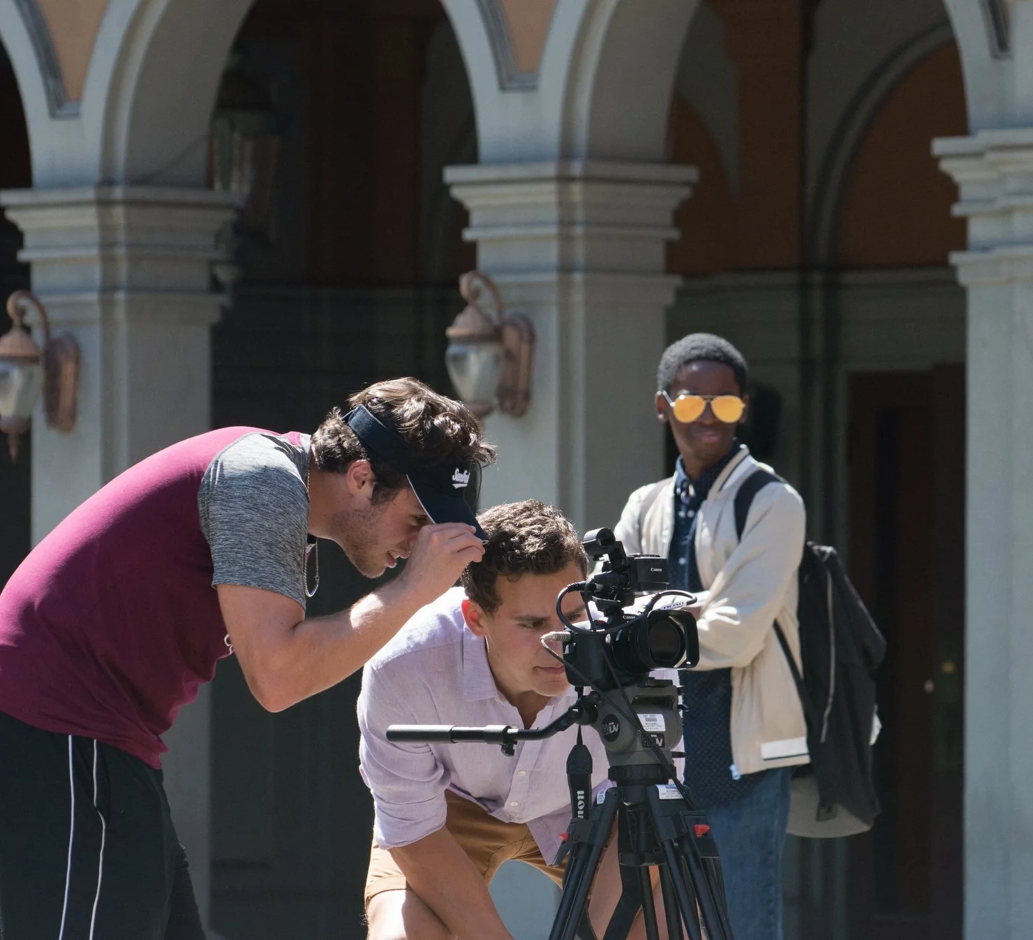 Me (middle), directing a short film on the Universal NY Backlot.