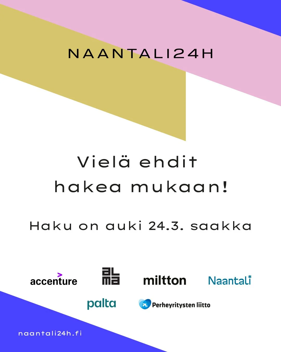 Tule mukaan 24 tunniksi Naantaliin l&ouml;yt&auml;m&auml;&auml;n rohkeutta siihen, ett&auml; Suomi voi uudistaa ja uudistua.

Osallistujahaku ja lis&auml;tiedot l&ouml;ytyv&auml;t osoitteesta naantali24h.fi/hae-mukaan sek&auml; bion linkist&auml;. Ha