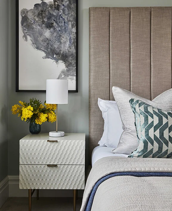 Lowther Road, bedroom design, luxury bedroom interiors, Additional interior design service, additional interior services, interior services, belgravia interior designers, turnkey packages, home design furnishings, Mayfair, high end interior design, …