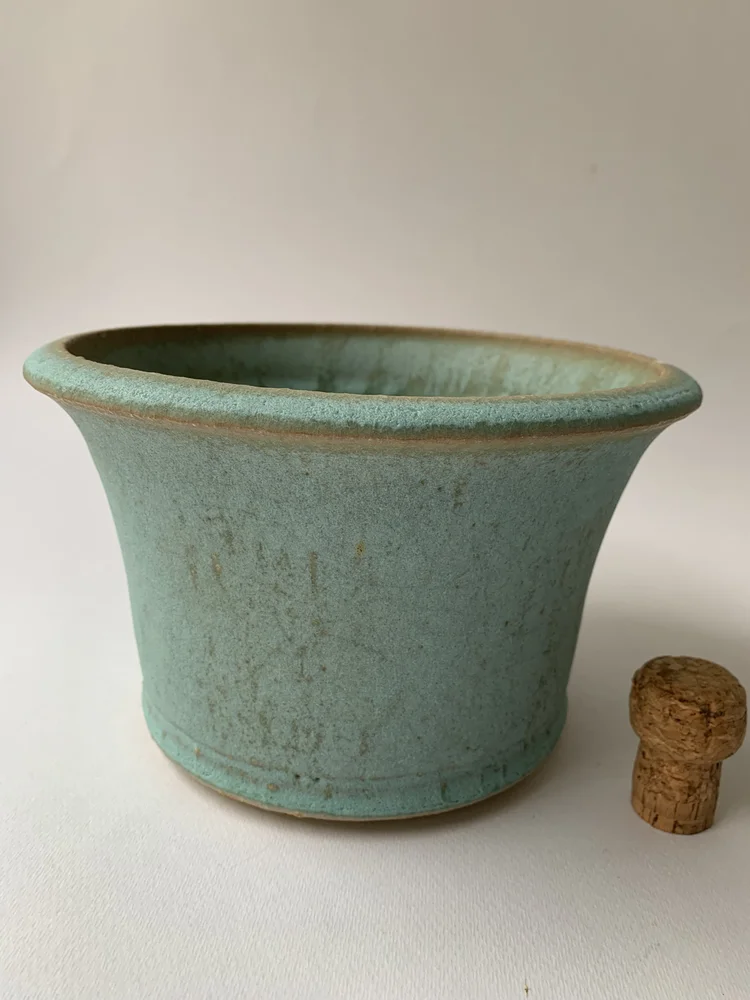 Wheel thrown circular semi-cascade Bonsai pot  Sue McFarland