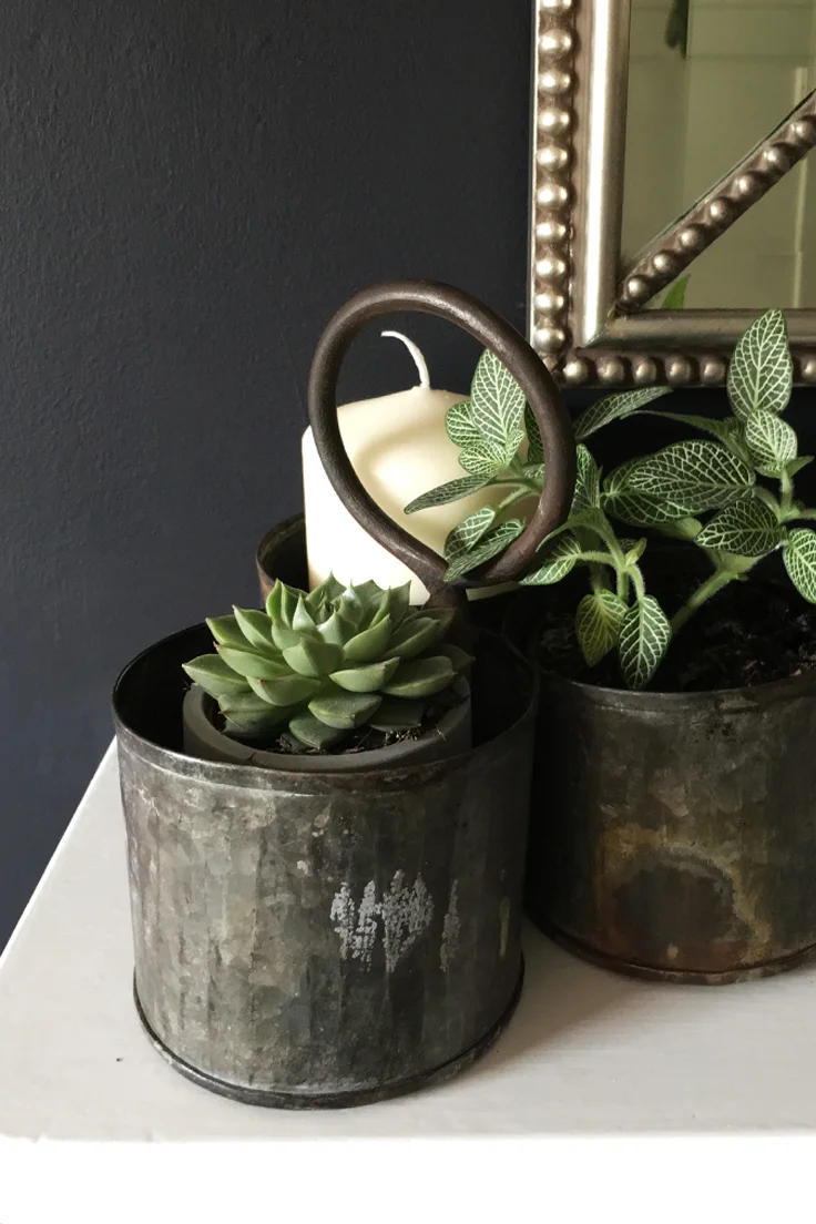 Vintage Galvanised Steel Carry Pot