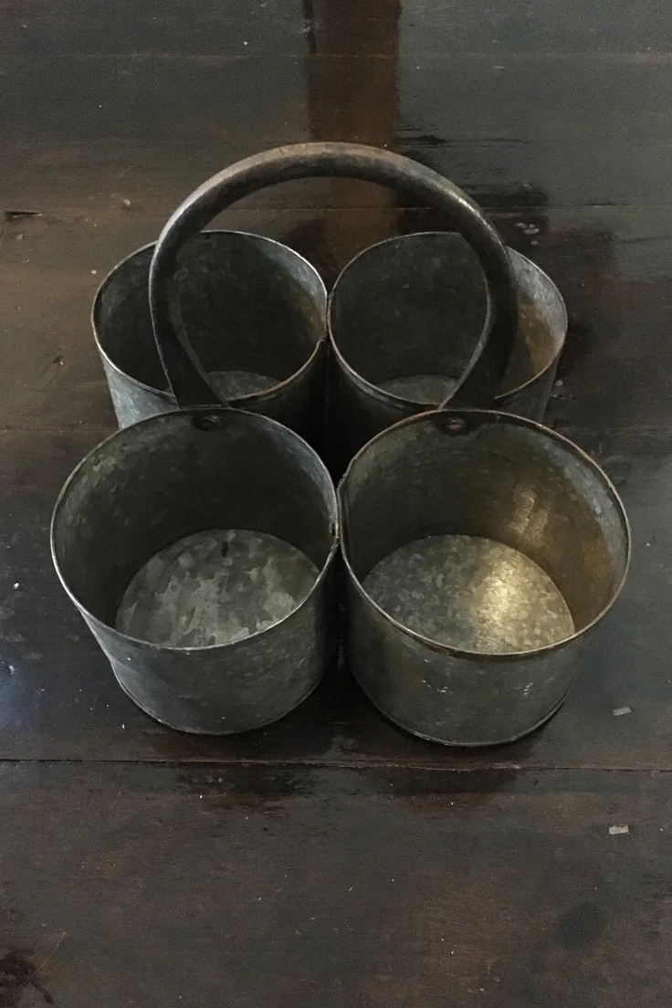 Vintage Galvanised Steel Carry pot