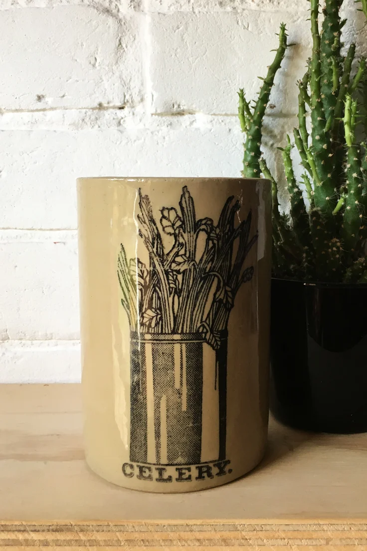 Vintage Stoneware Celery Pot
