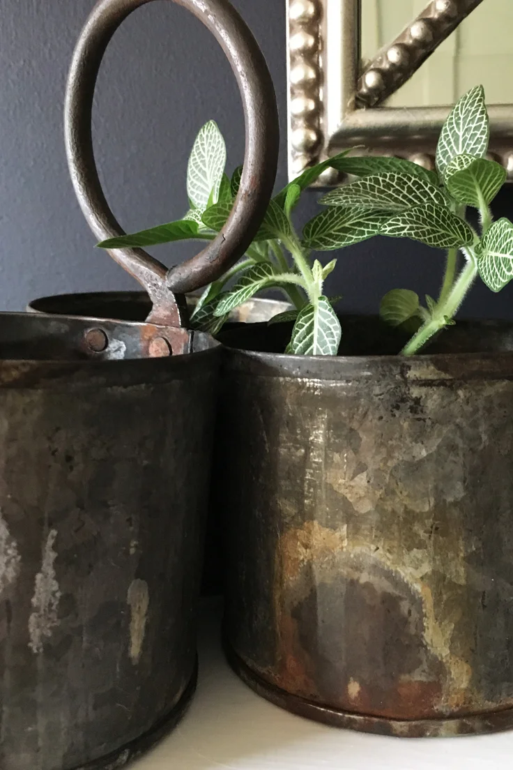 Vintage Galvanised Steel Carry Pot