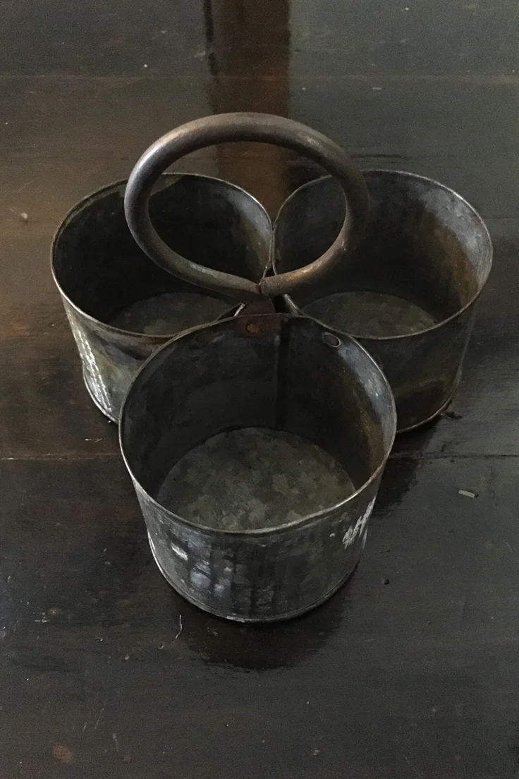 Vintage Galvanised Steel Carry Pot