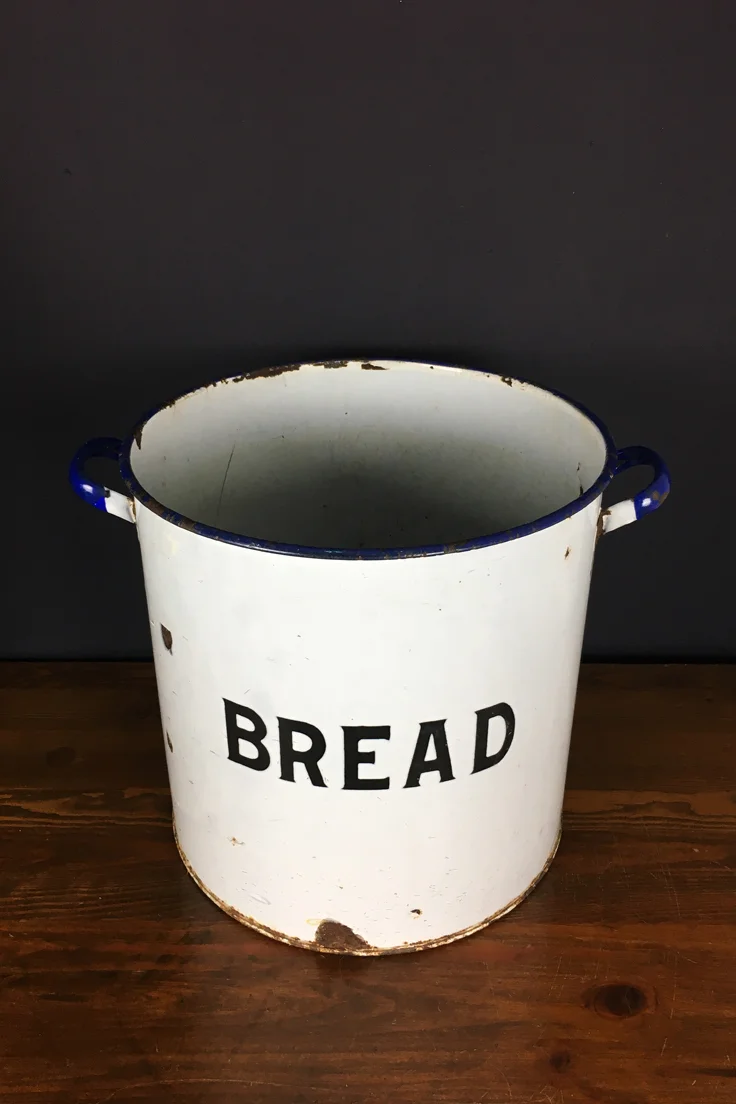 Vintage Round Enamel Bread Bin