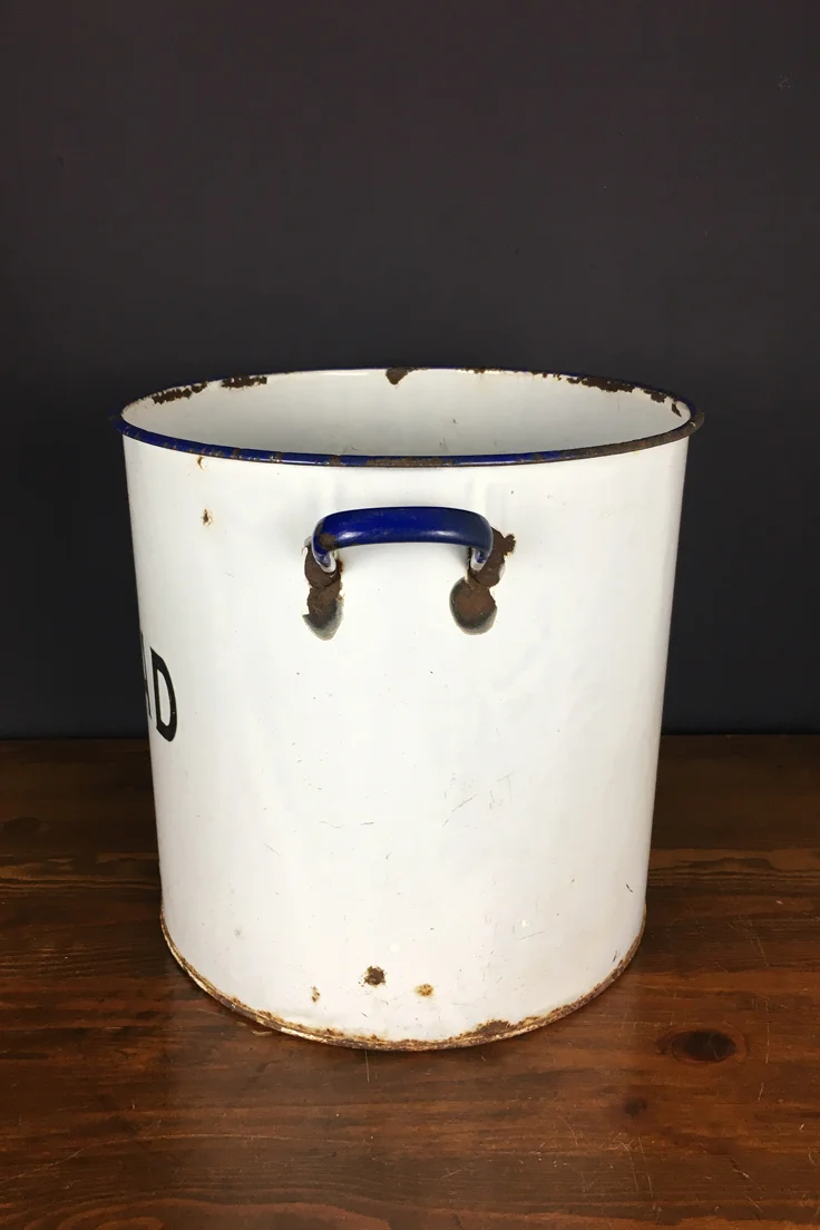 Vintage Round Enamel Bread Bin
