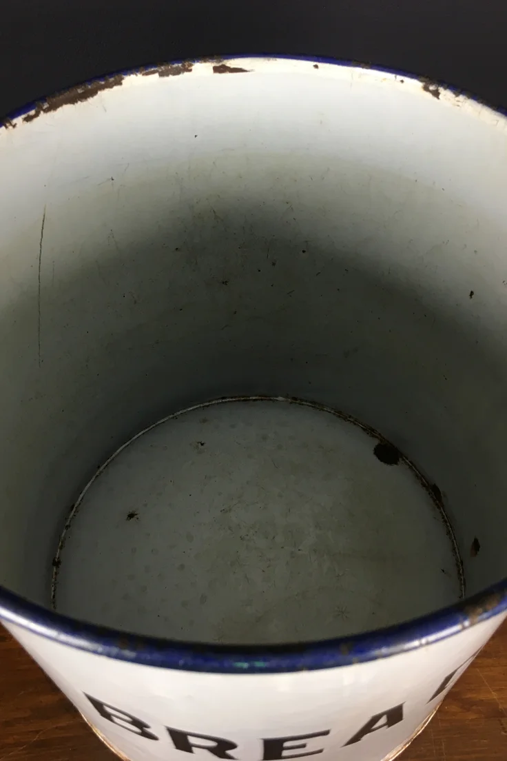 Vintage Round Enamel Bread Bin