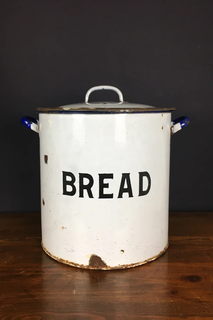 Vintage Round Enamel Bread Bin