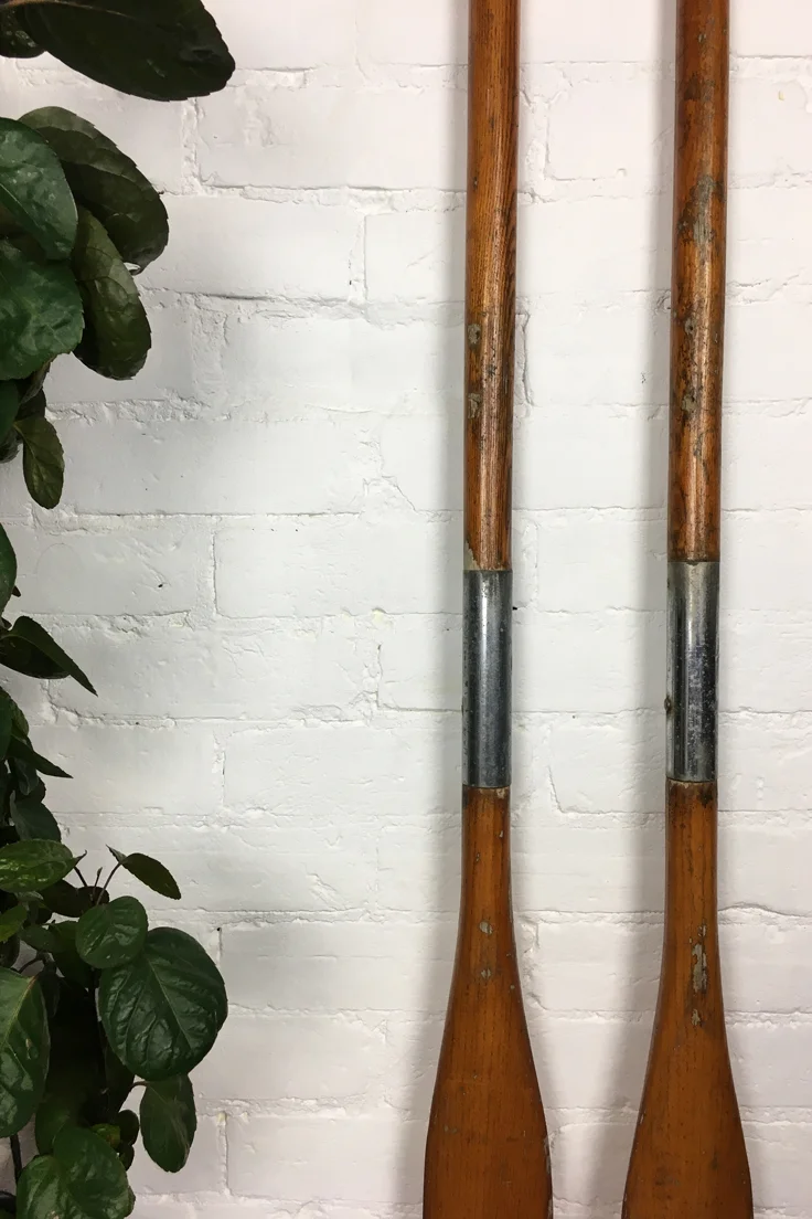 Vintage wooden oars